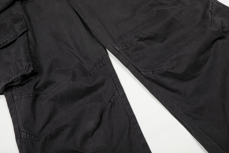 Heavy Cargo Pocket Wide-Leg Pants | Washed Cotton Streetwear