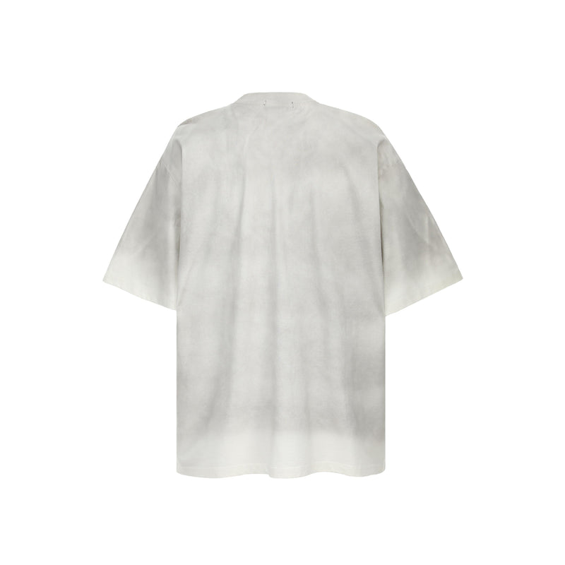 Oversized white T-shirt with wide sleeves and a clean minimalist back view on a plain background
