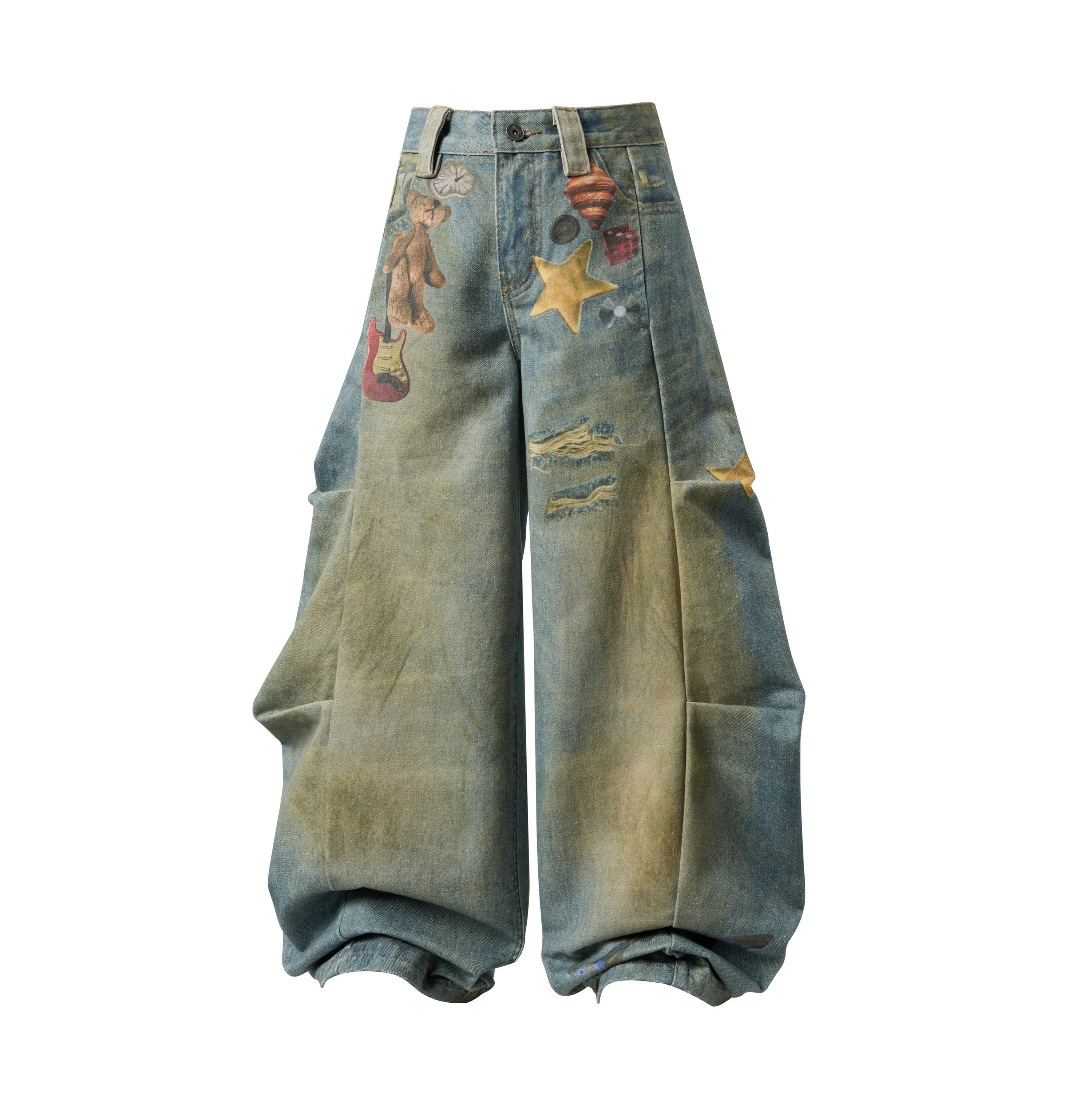 Omirad Playground Charm Balloon Jeans | Graphic Wide Leg Denim