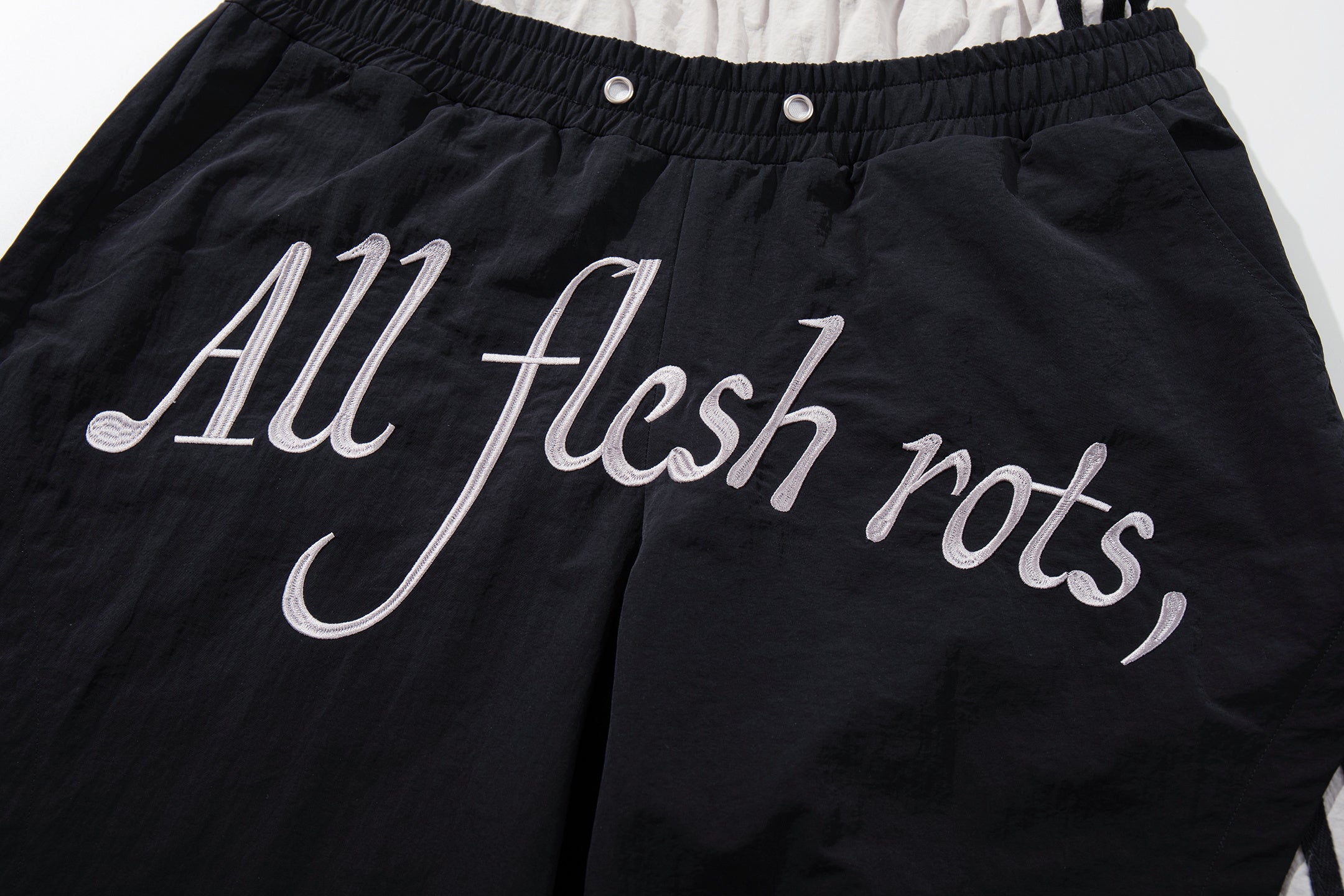 Script Graphic Wide-Leg Track Pants | Contrast Panel