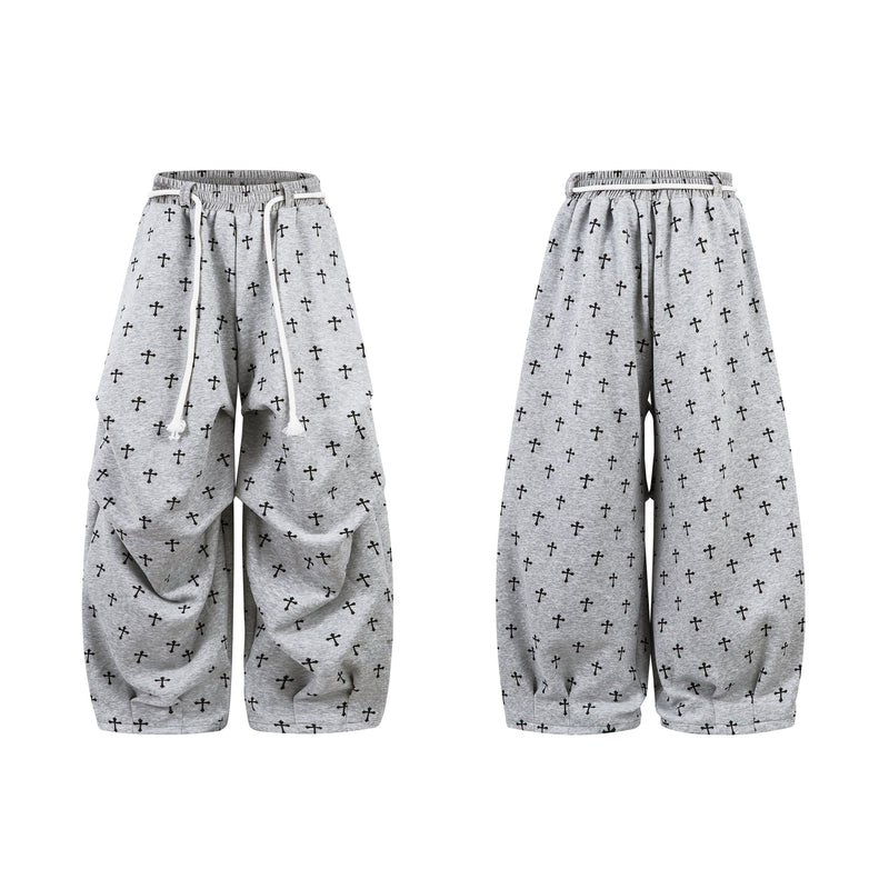 Omirad Cross Print Sweatpants | Gothic Streetwear Joggers