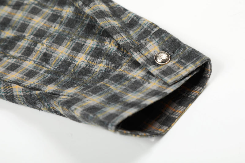 Omirad Vintage Washed Plaid Button-Up Jacket | Cropped Boxy Fit