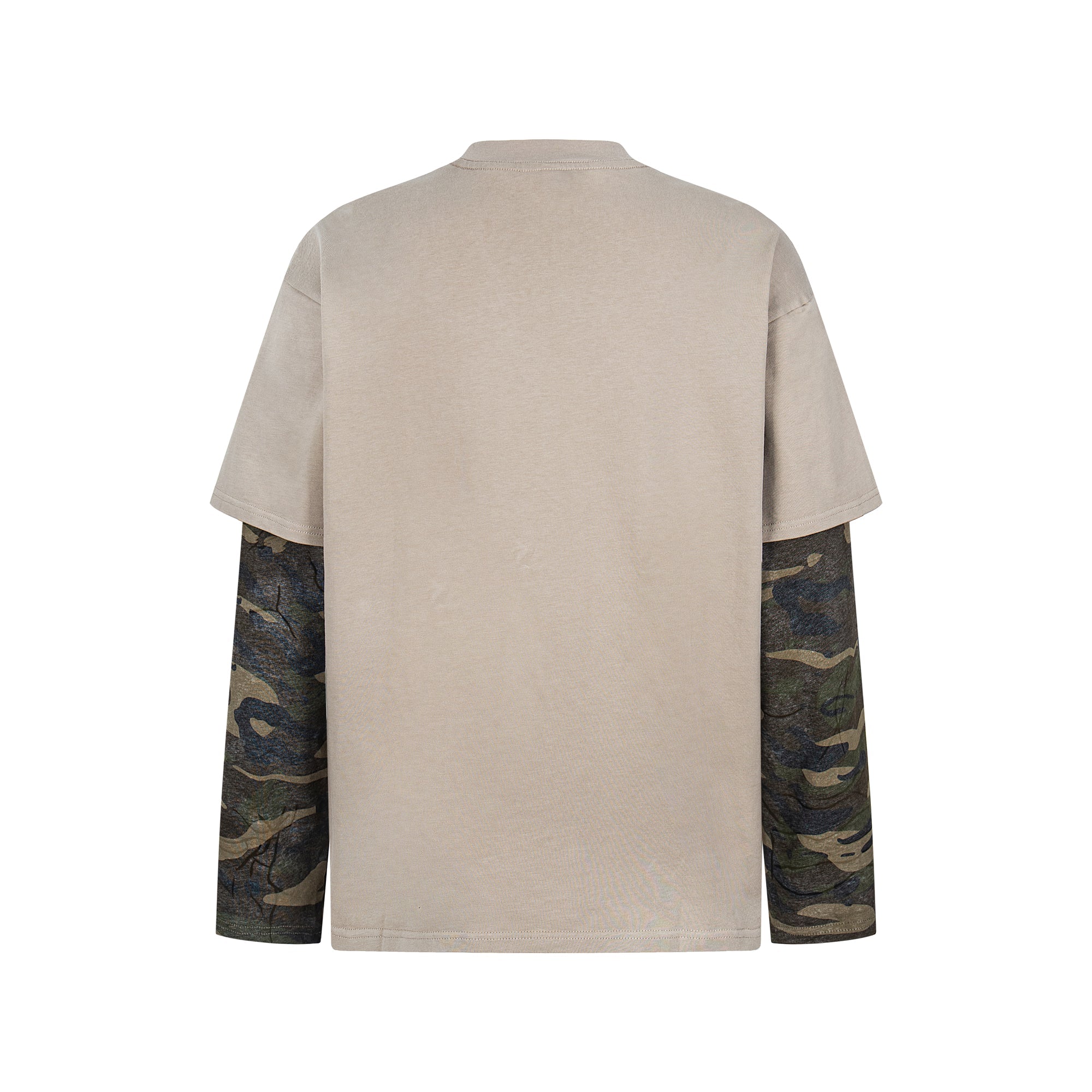 Omirad Layered Camo-Sleeve Distressed Graphic Tee | SEAKOFF