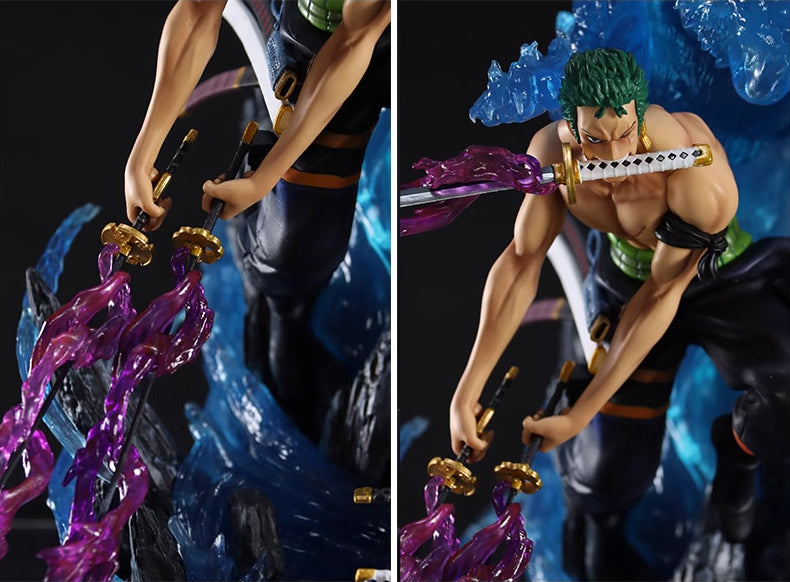 Zoro Action Figurine – 30cm with Glowing Effects and Dynamic Water Base, Limited Edition – One Piece Collectible