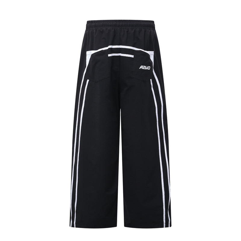 Omirad Contrast Track Wide-Leg Pants | Two-Tone Stripe