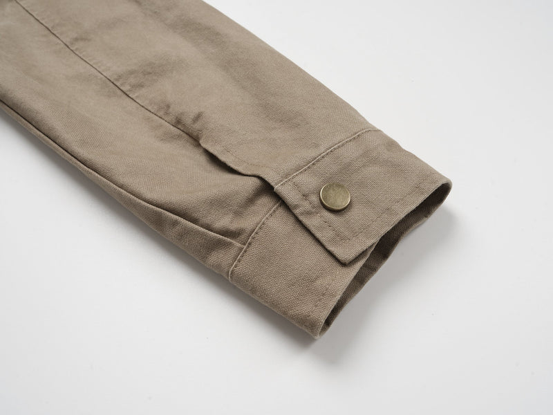 Studded Vintage Work Jacket | Washed Cotton Zip-Up