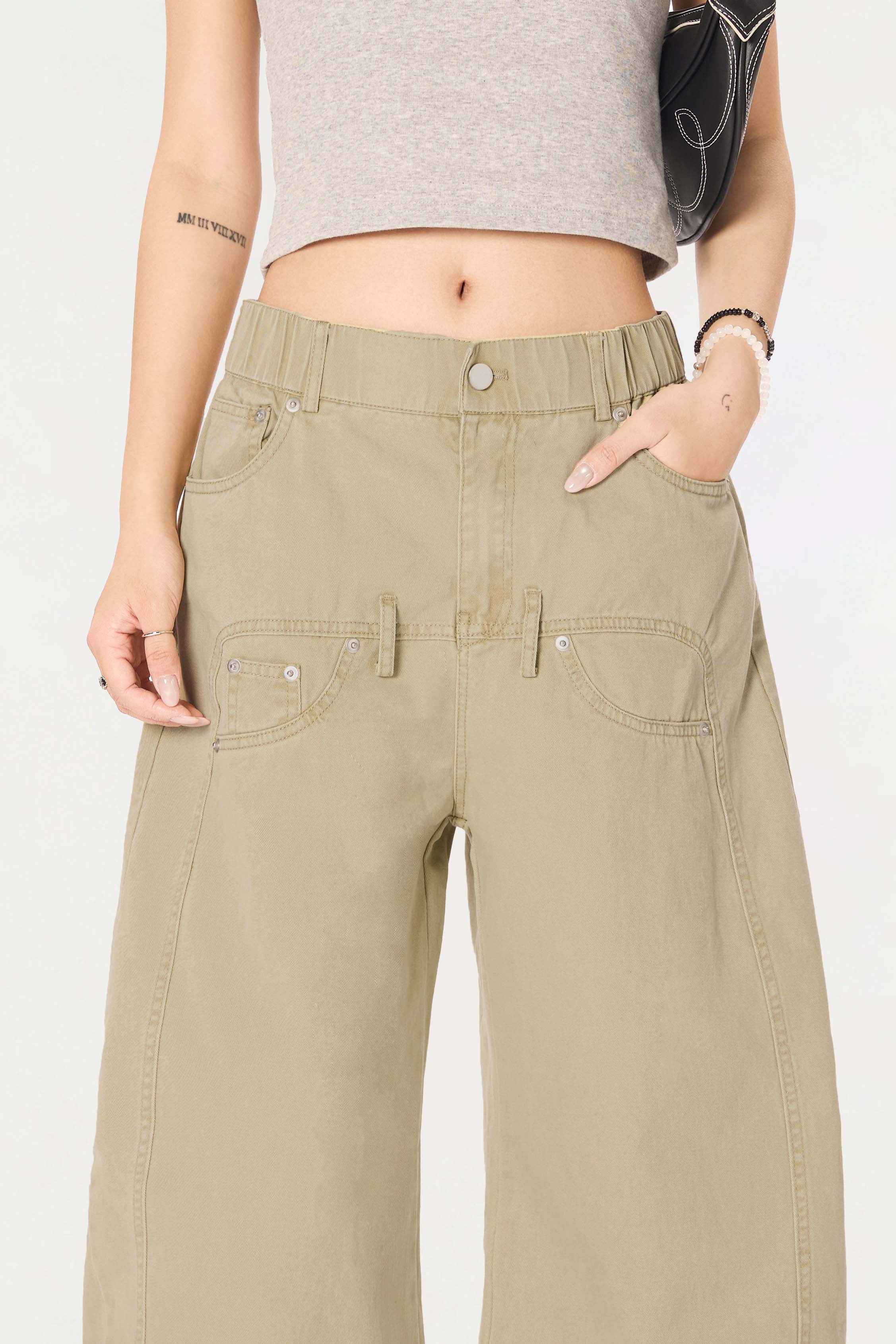 Omirad Vintage Wide-Leg Stacked Barrel Pants | 100% Cotton