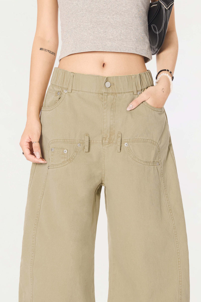 Omirad Vintage Wide-Leg Stacked Barrel Pants | 100% Cotton