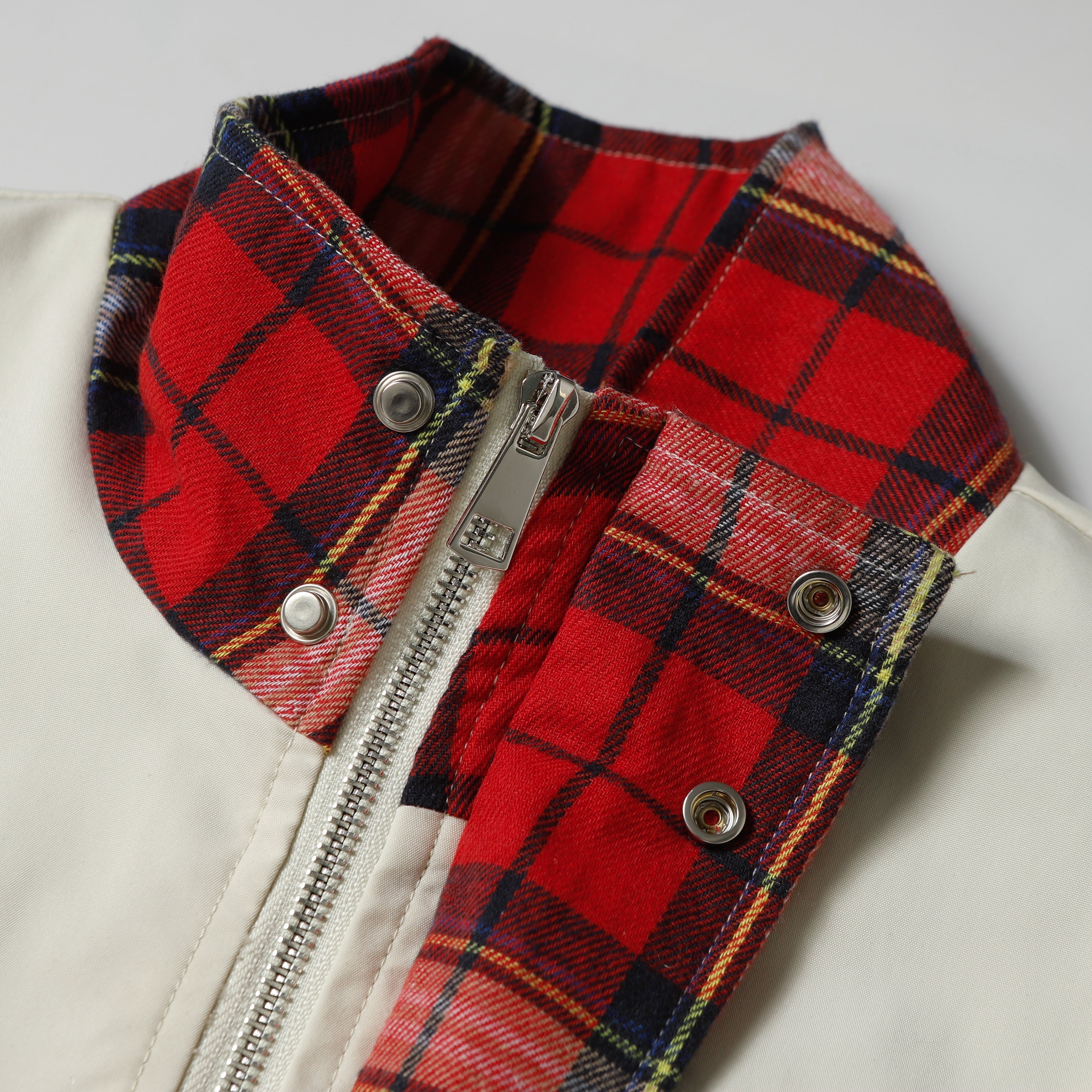 Ares Plaid Panel Bomber Jacket | Streetwear Contrast Design