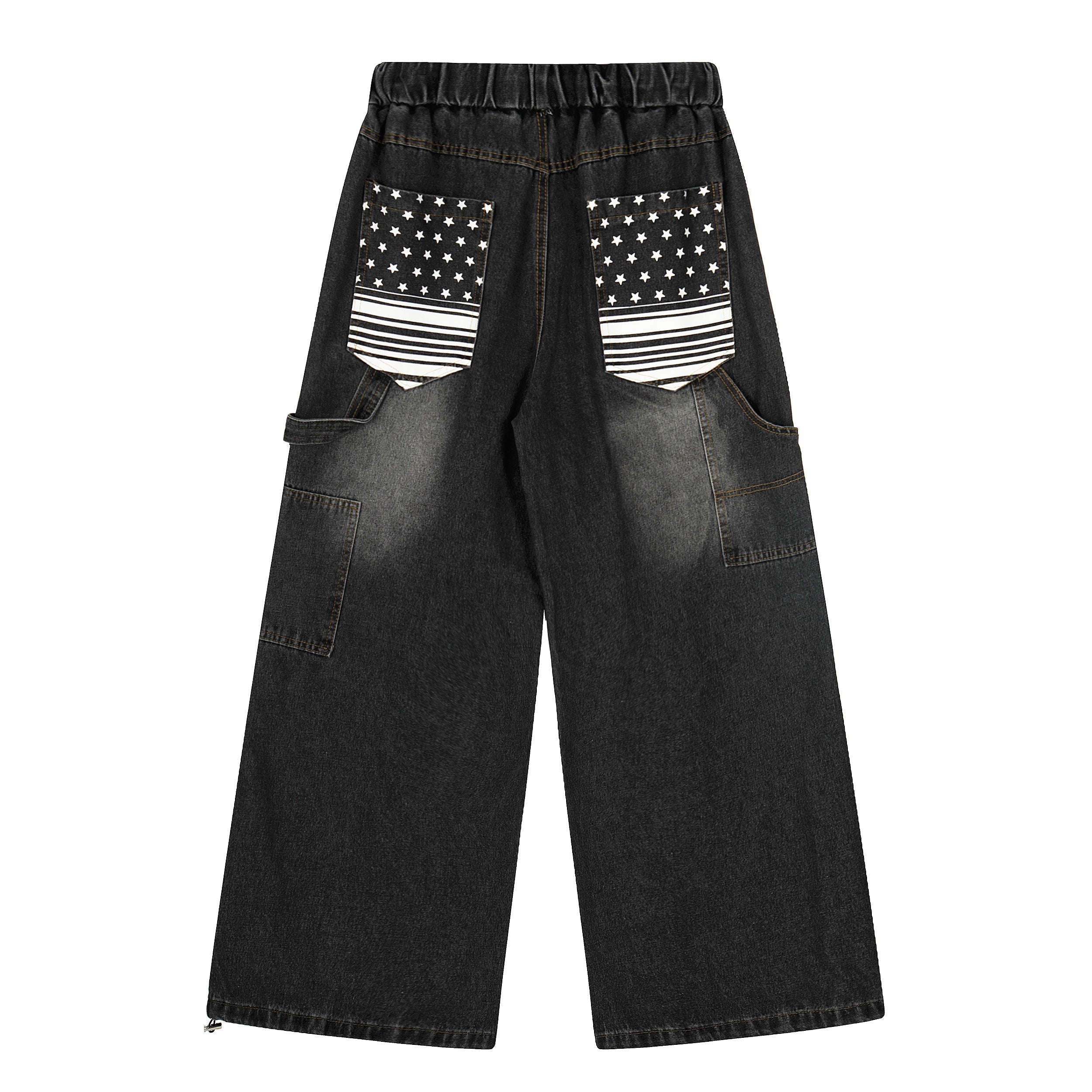 Omirad Star Flag Wide-Leg Washed Denim Pants | Streetwear