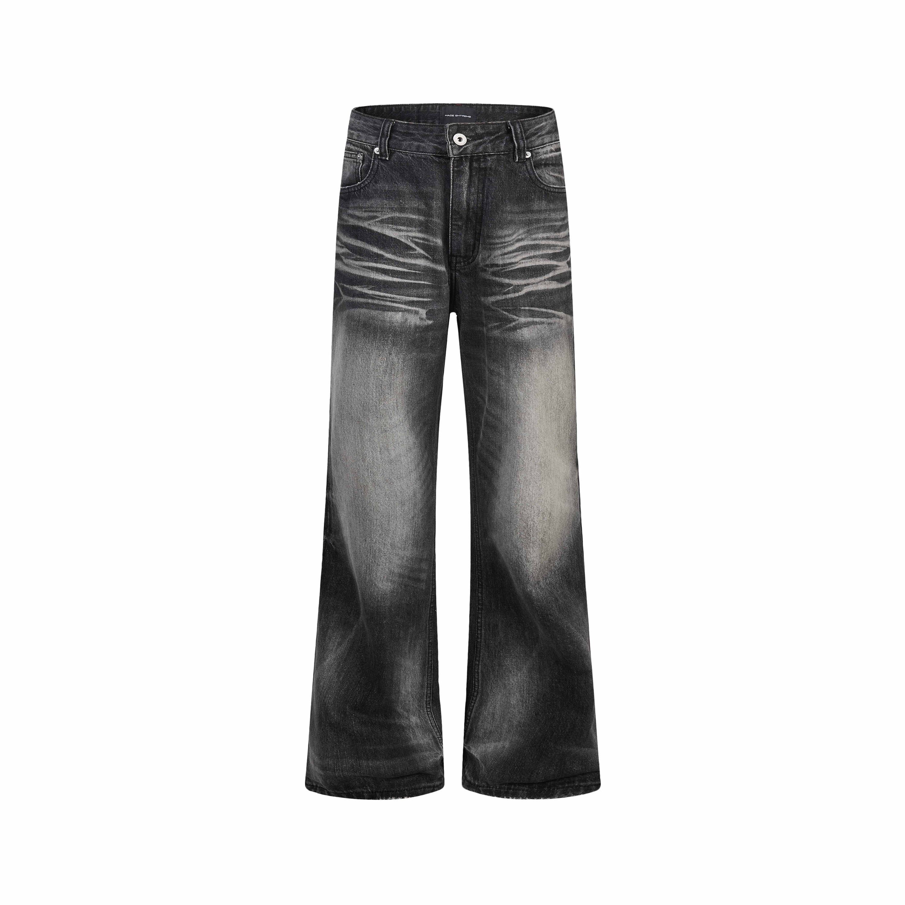Omirad Vintage Washed Wide-Leg Jeans | Heavy Stonewash Denim