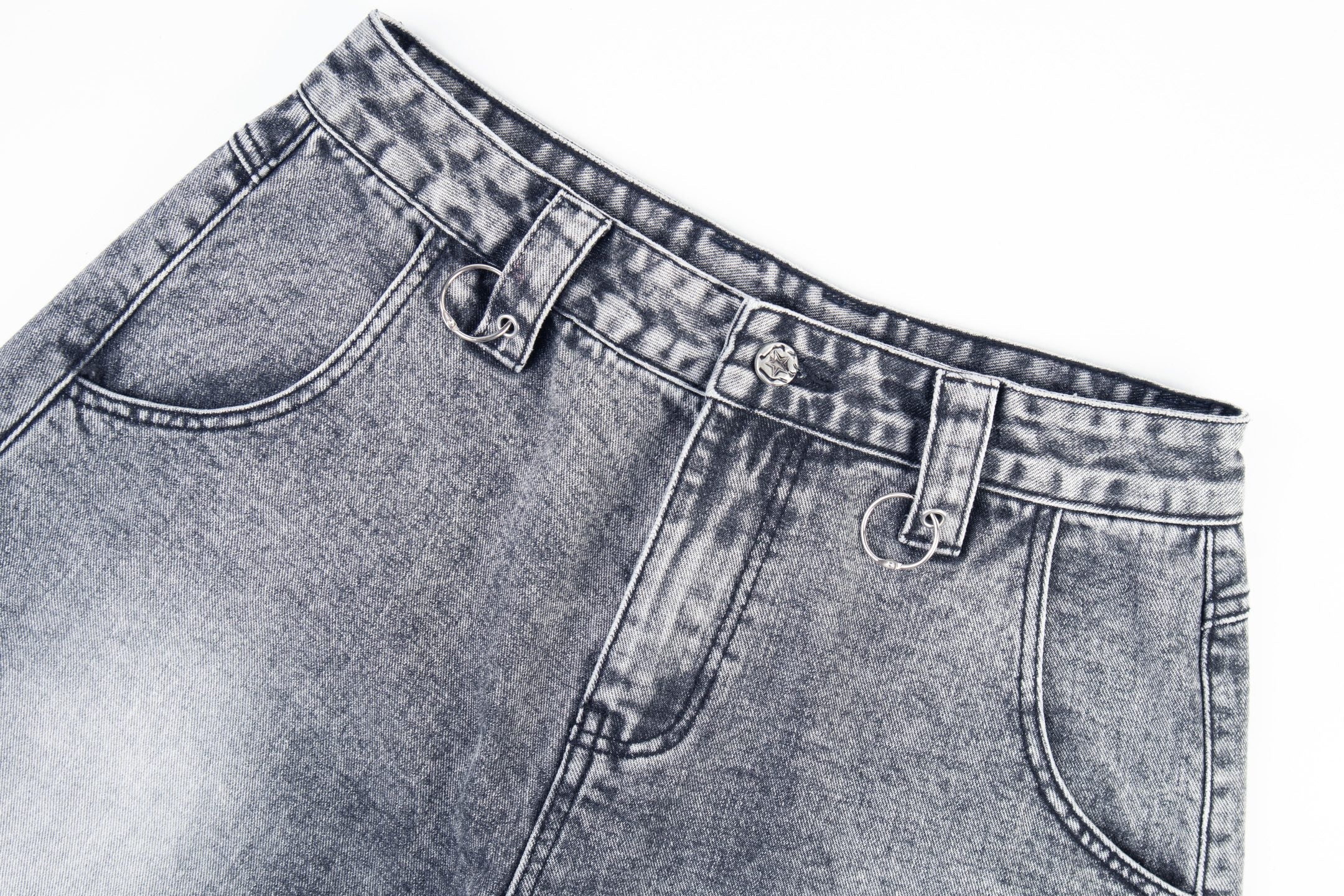 Convertible Utility Baggy Jeans | Cargo Mesh Distressed Denim