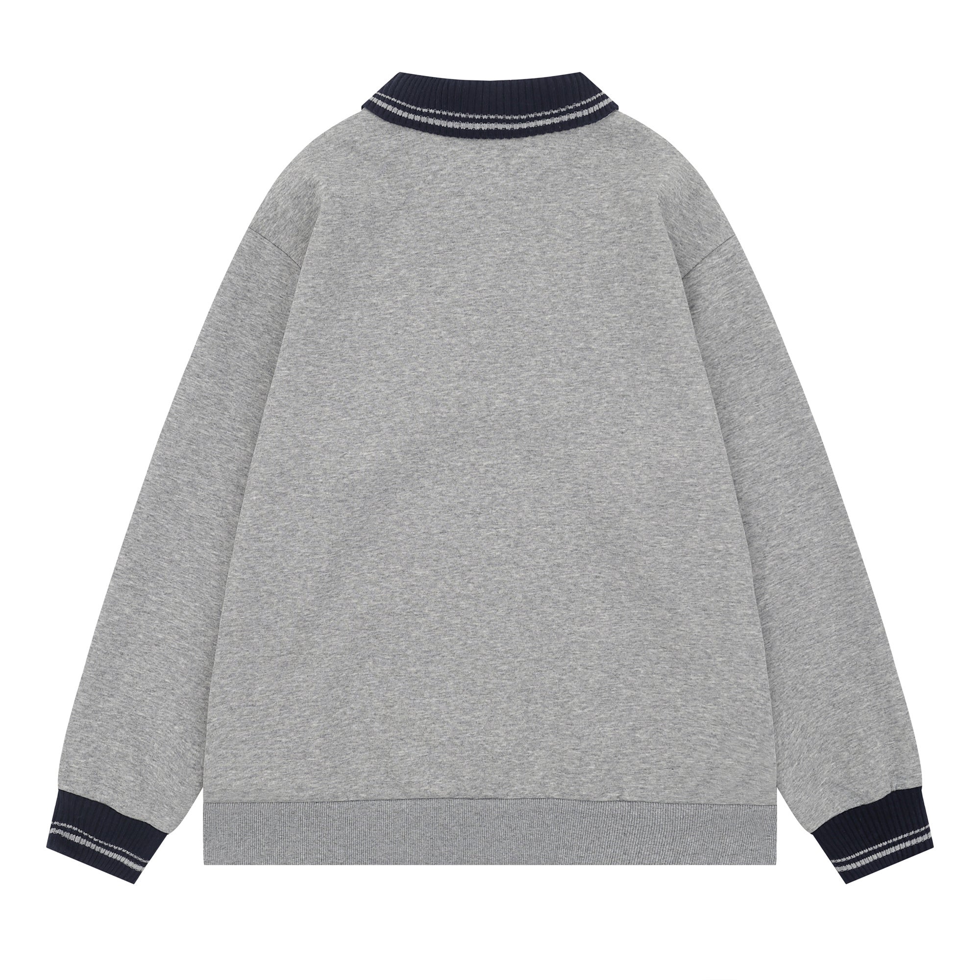 Classic Knit-Collar Polo Sweatshirt | Varsity Style