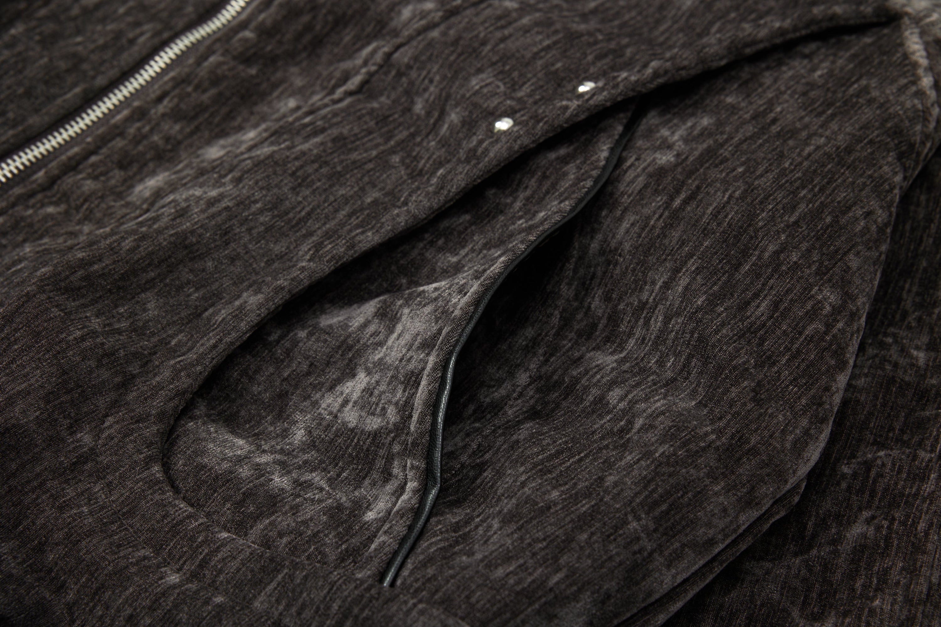 Omirad Chenille Bomber Jacket with Faux-Leather Collar