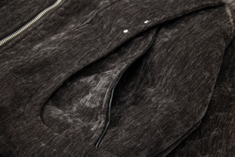 Omirad Chenille Bomber Jacket with Faux-Leather Collar