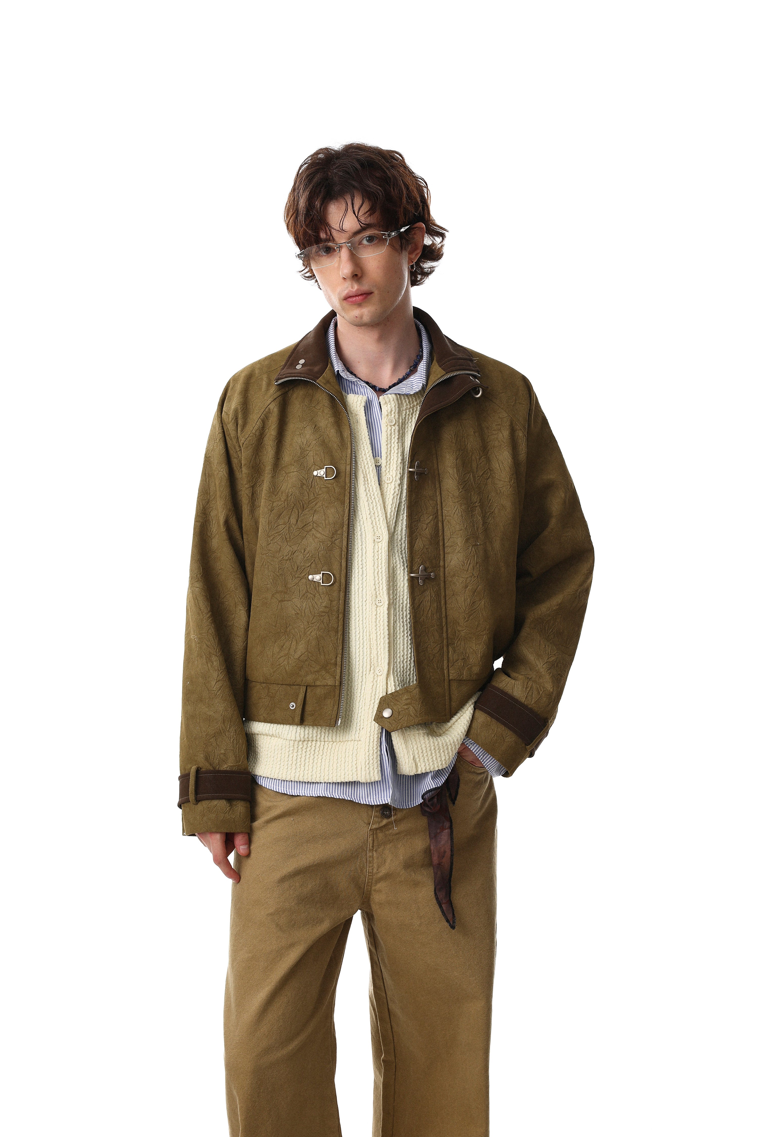 Omirad Textured Utility Jacket | Metal Clasp Streetwear