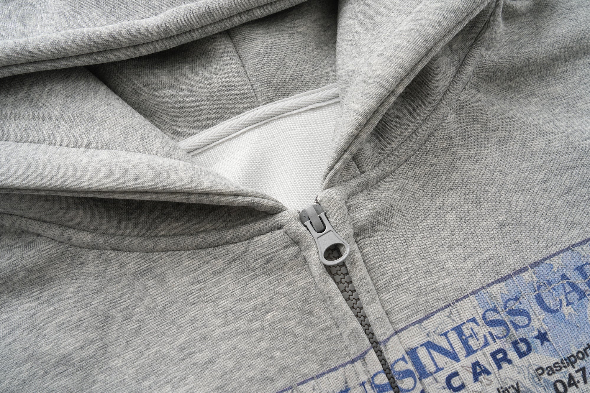 Omirad Business Card Graphic Zip Hoodie | Heather Grey