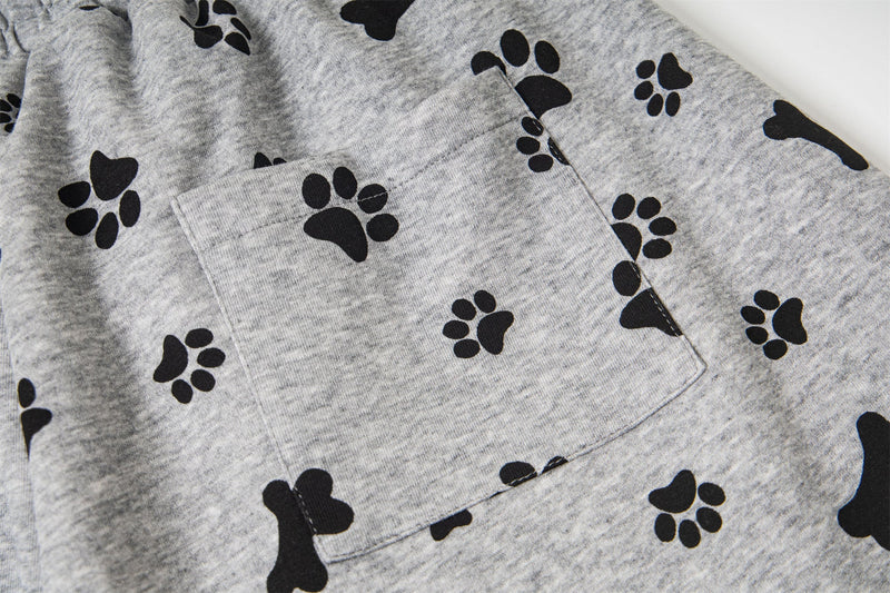 Paw Print Wide-Leg Lounge Pants | Dog Bone Streetwear Sweats