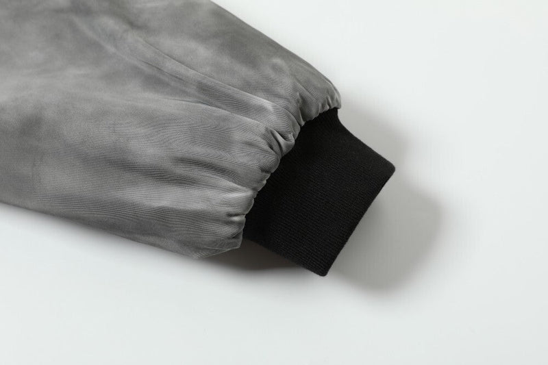 Omirad Washed Grey Bomber Jacket | Matte Suede-Look