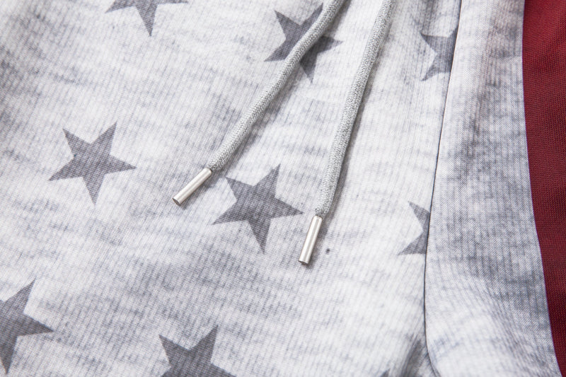 Star Print Wide-Leg Sweatpants with Contrast Side Stripes