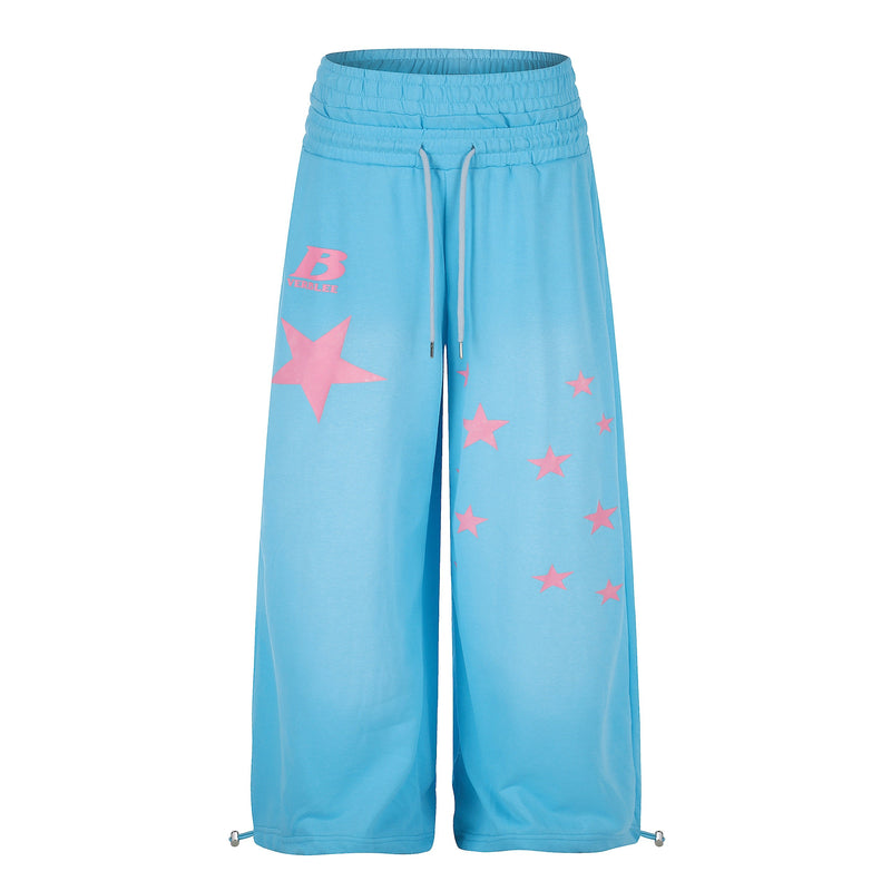 Star Graphic Wide-Leg Sweatpants | Y2K Gradient Streetwear