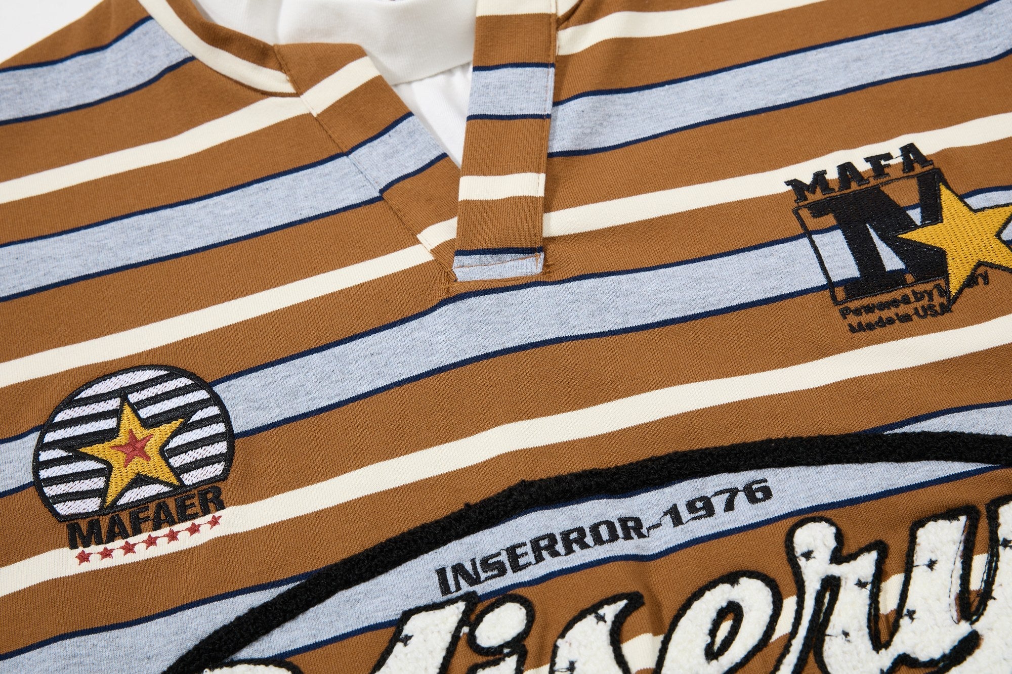 Vintage Striped Varsity Tee | Embroidered Y2K Streetwear