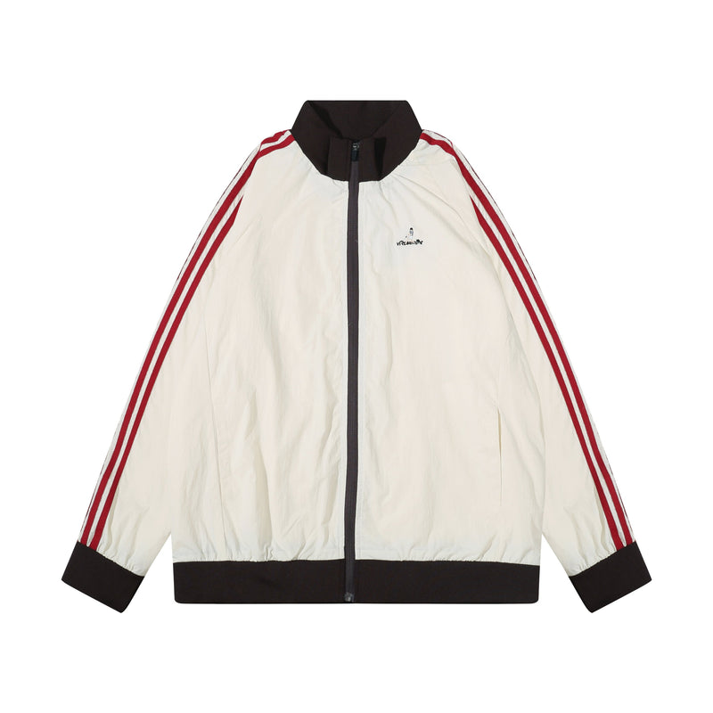 Omirad Retro Track Zip Jacket | Triple-Stripe Nylon Windbreaker