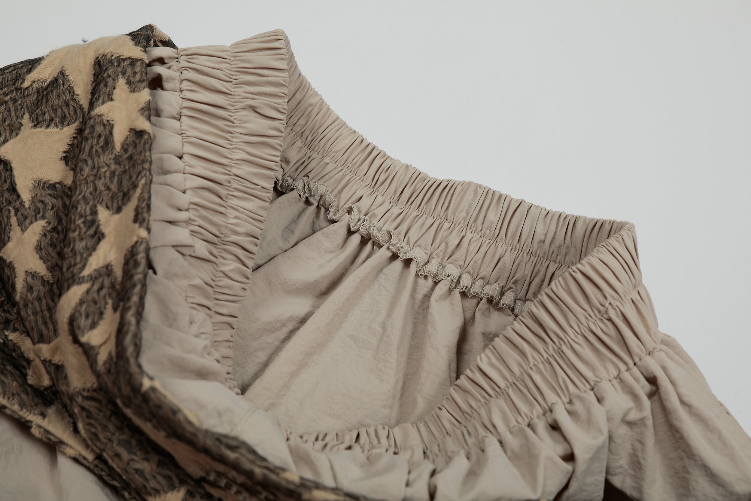 3D Crumple Nylon Wide-Leg Pants with Detachable Overlay