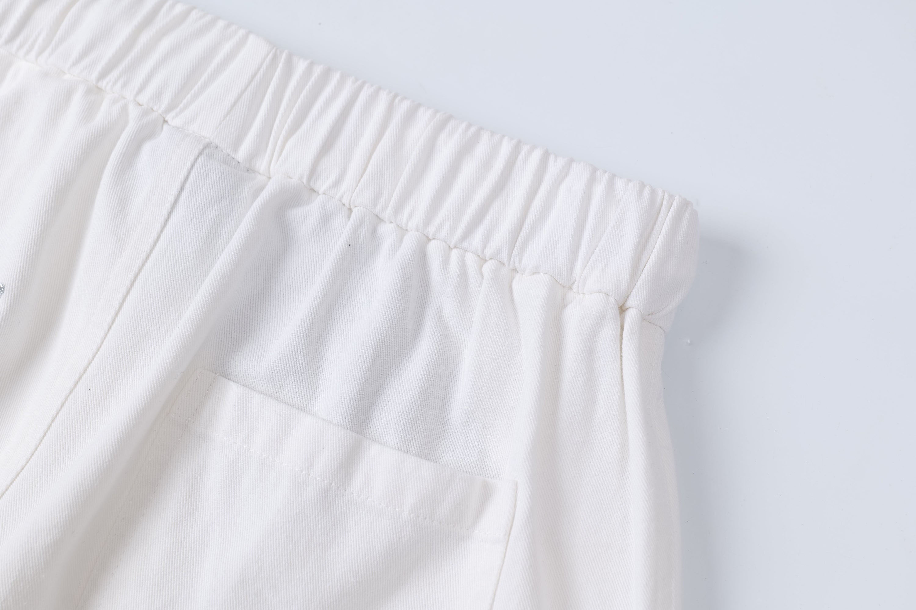 Omirad Distressed Wide-Leg Pants | White Cotton Barrel Fit