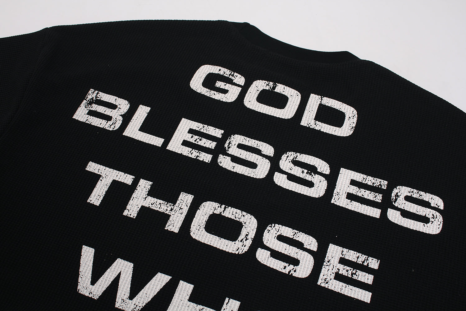 Cross Graphic Waffle Knit Long Sleeve Sweatshirt | Streetwear