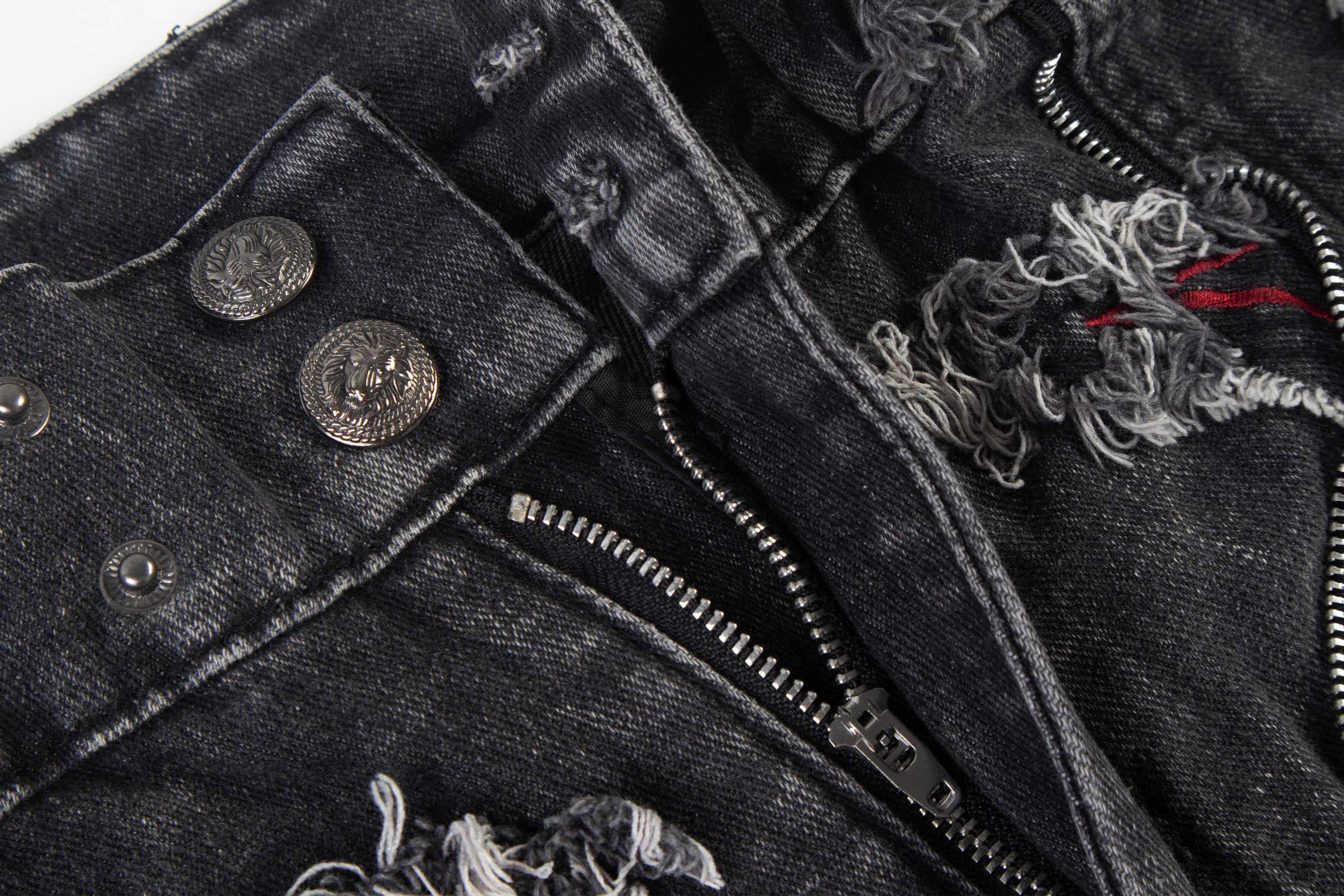 Omirad Distressed Panel Baggy Jeans | Y2K Wide-Leg Denim