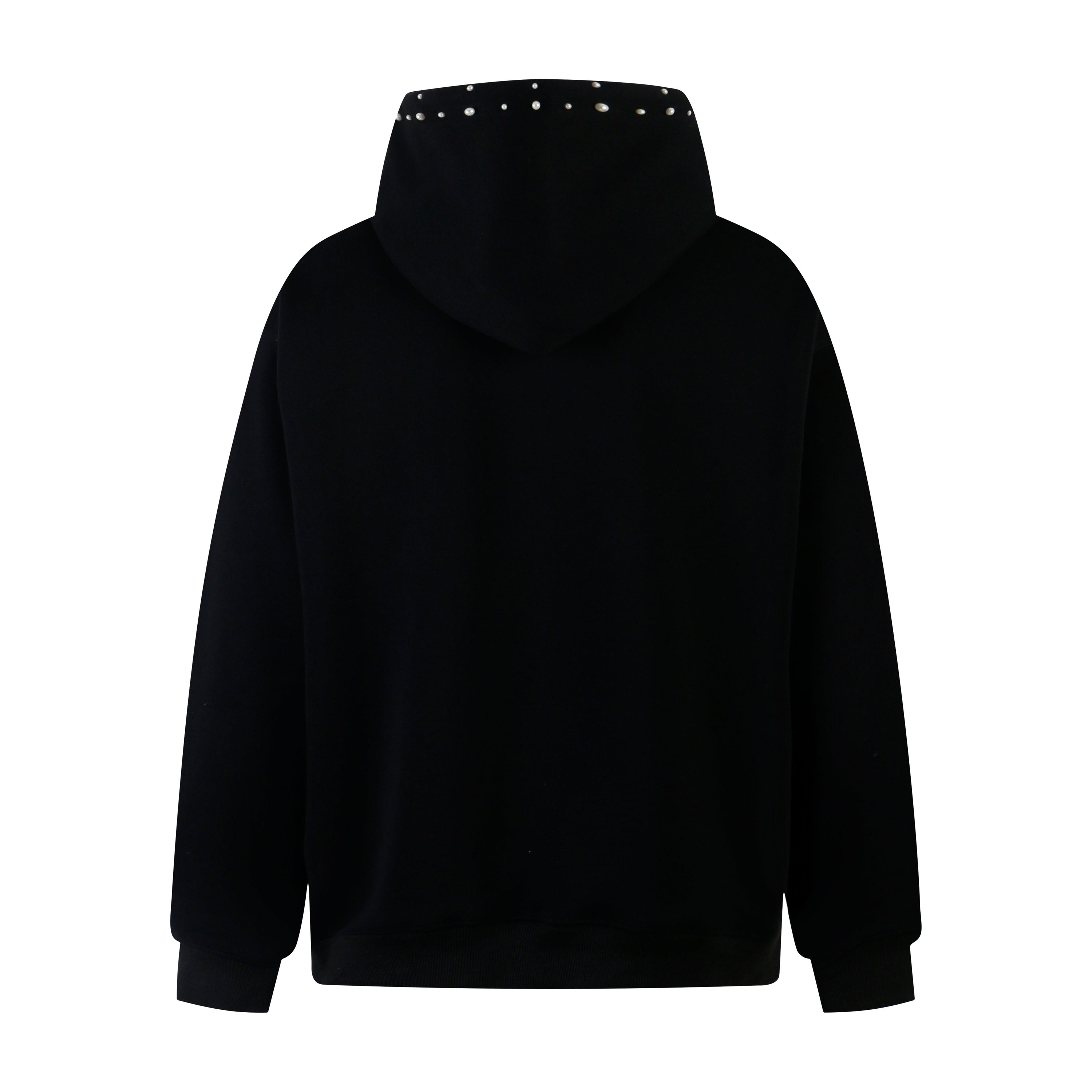 Star & Number Appliqué Pearl Stud Hoodie | Streetwear