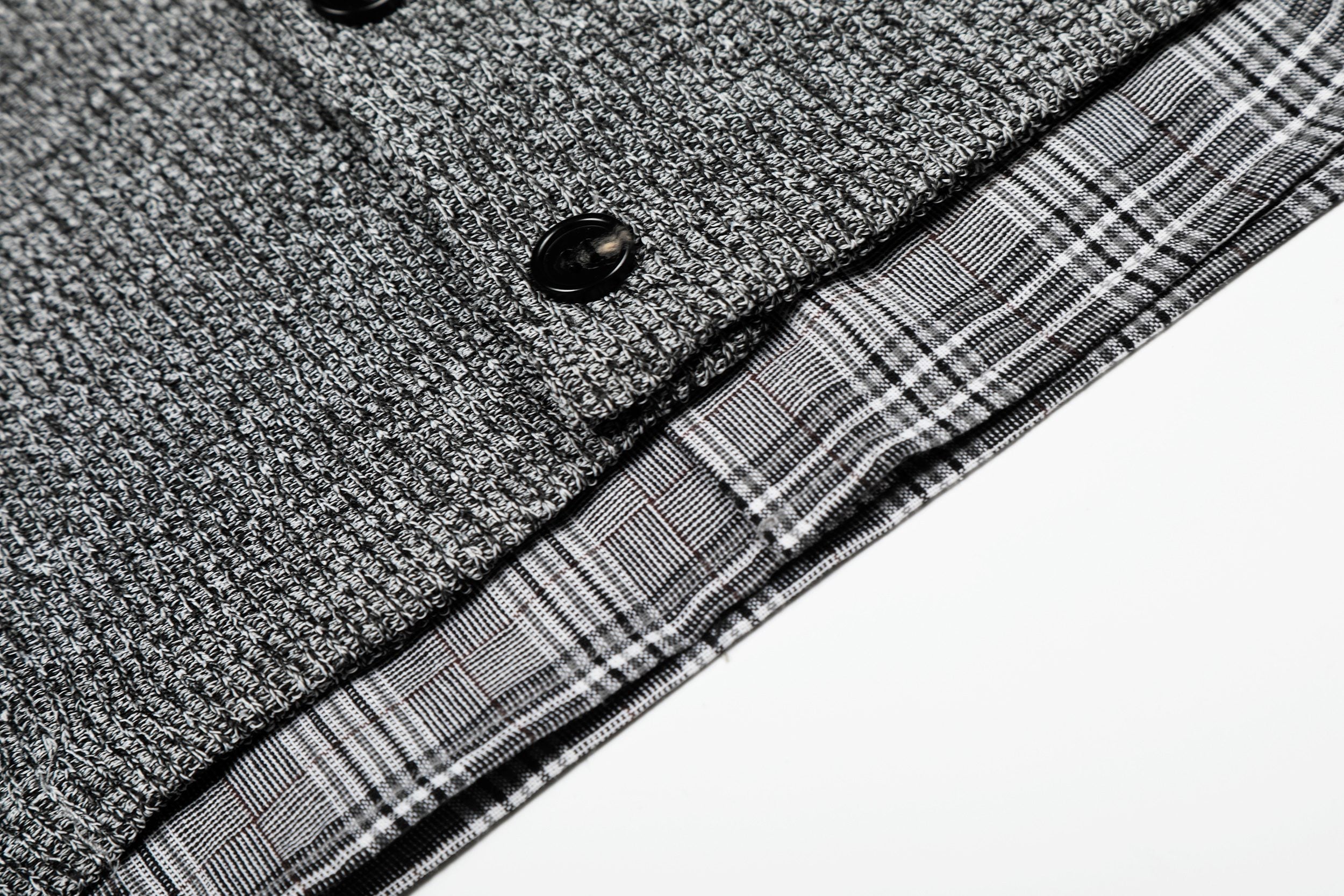 Omirad Layered Knit Check Shirt | Textured Cotton Streetwear