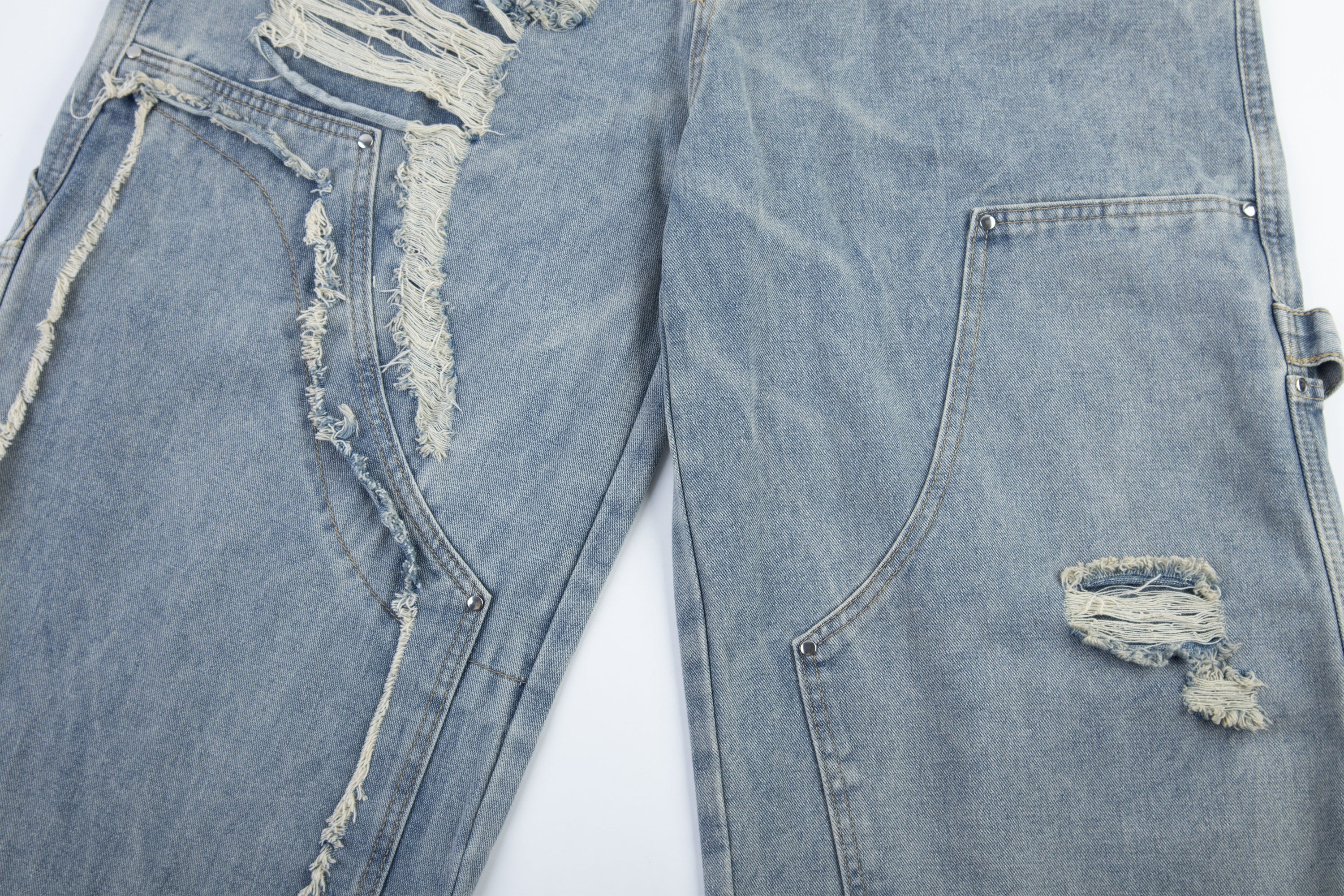 Omirad Distressed Panel Denim Pants | Streetwear Jeans