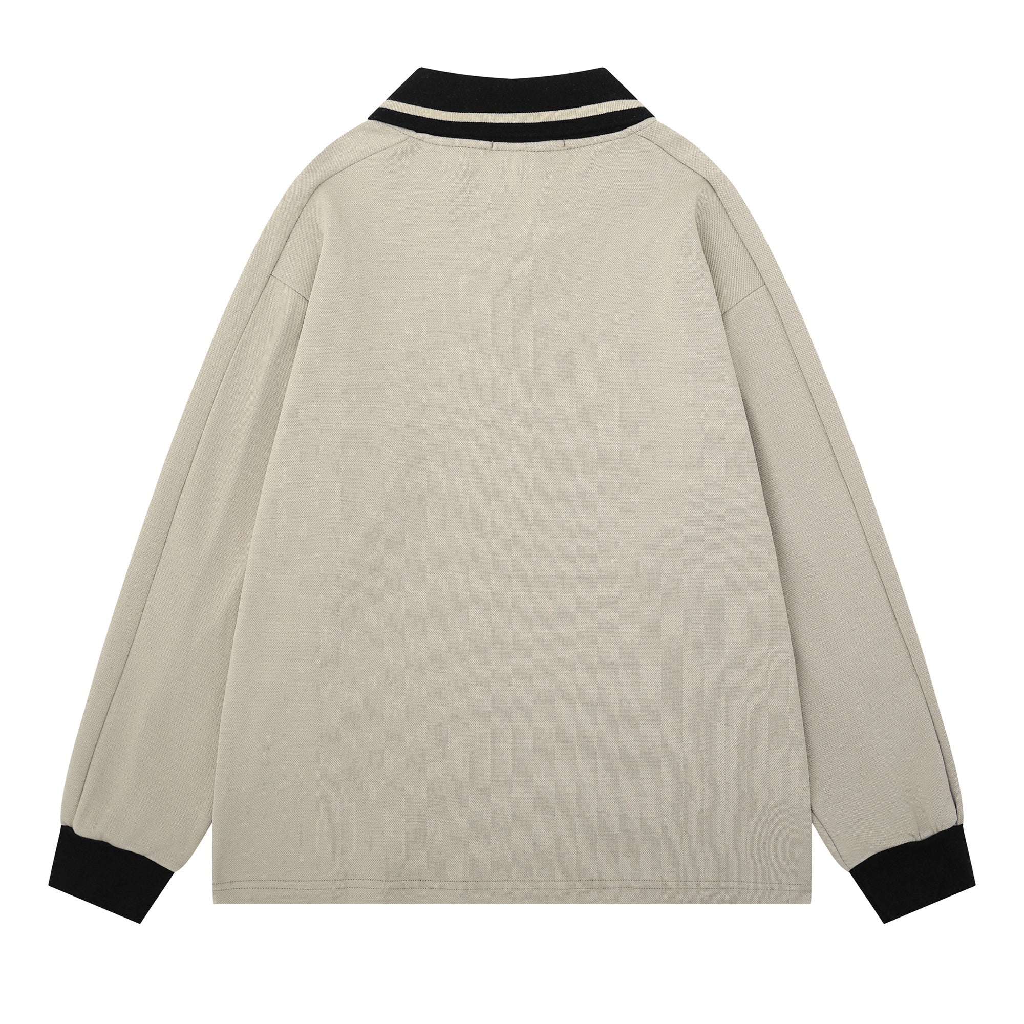 Contrast Panel Polo Sweatshirt | Retro Streetwear Long Sleeve