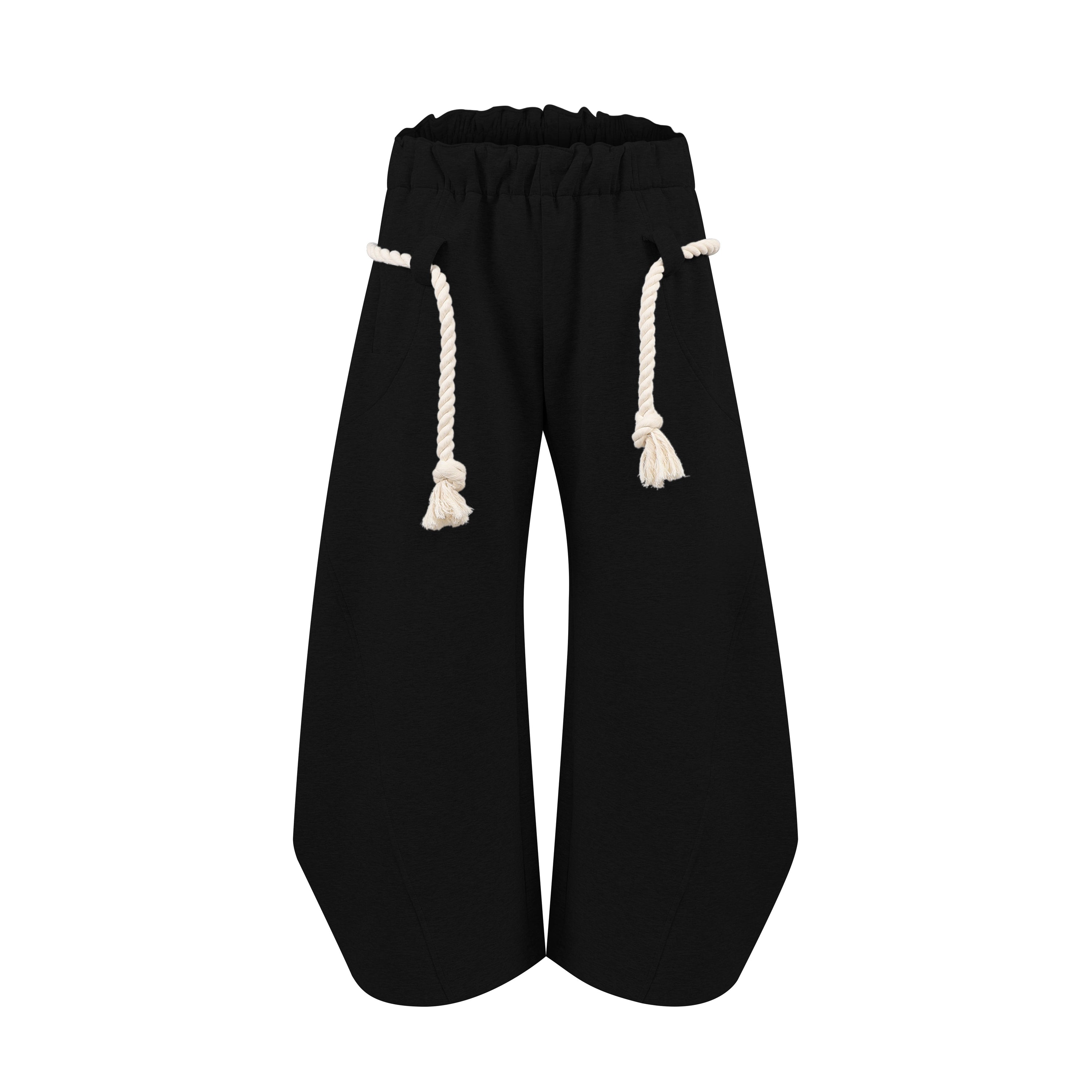 Rope Drawstring Barrel Pants | Wide-Leg Streetwear Trousers