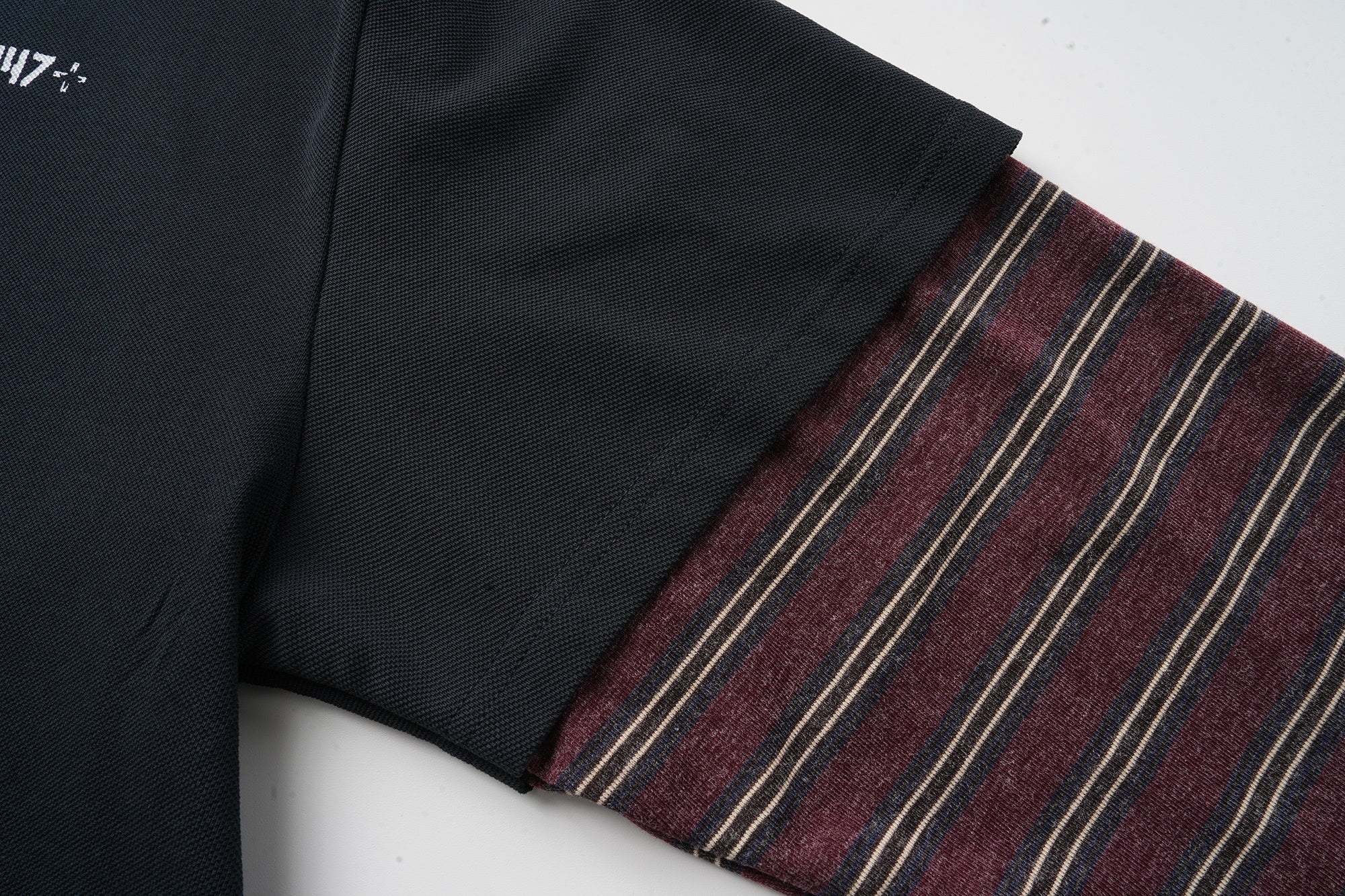 Men's Layered Star Polo Tee | Striped Sleeve Streetwear Shirt