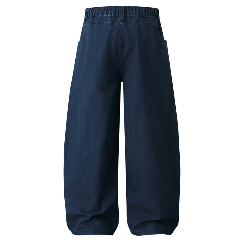 Wide-Leg Cotton Pants with Metal Ring Waist Detail
