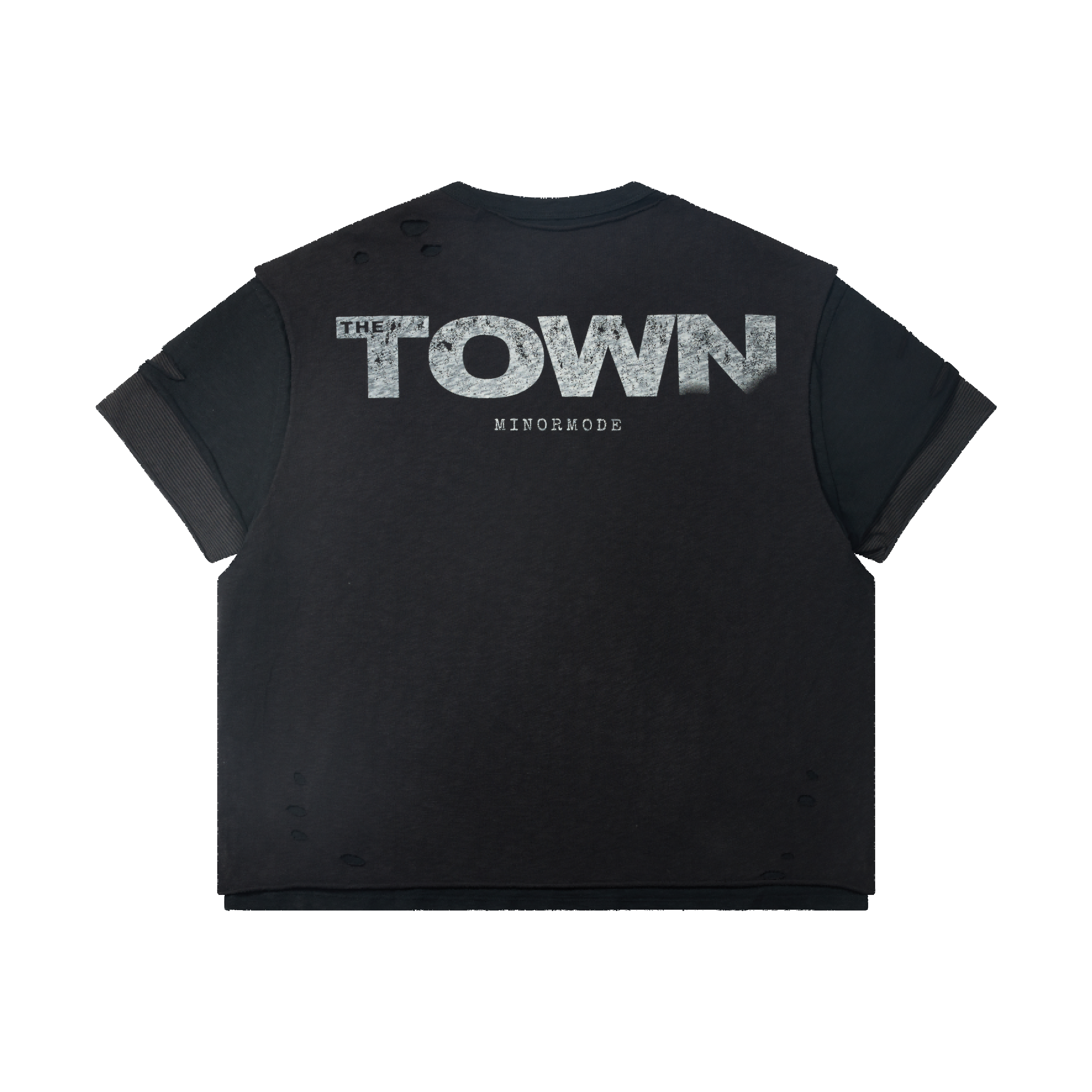 Minormode Distressed Layered Graphic Tee | Washed Black
