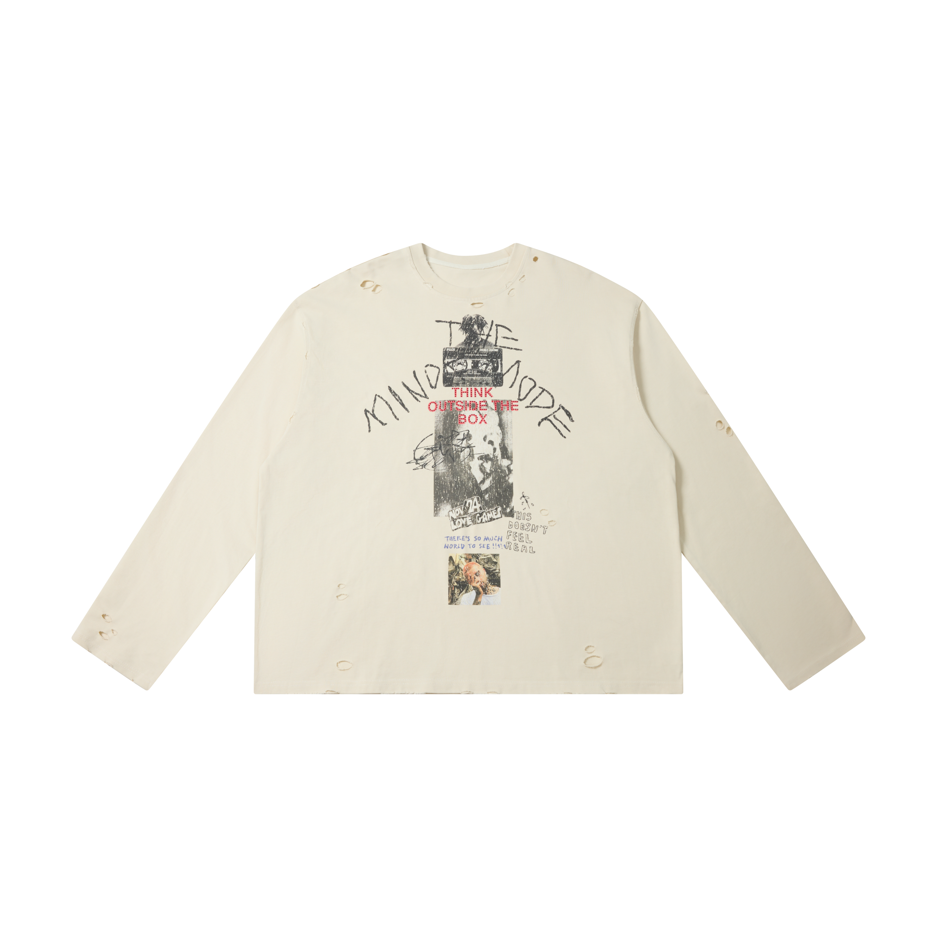 Distressed Graphic Long Sleeve Tee | Grunge Streetwear