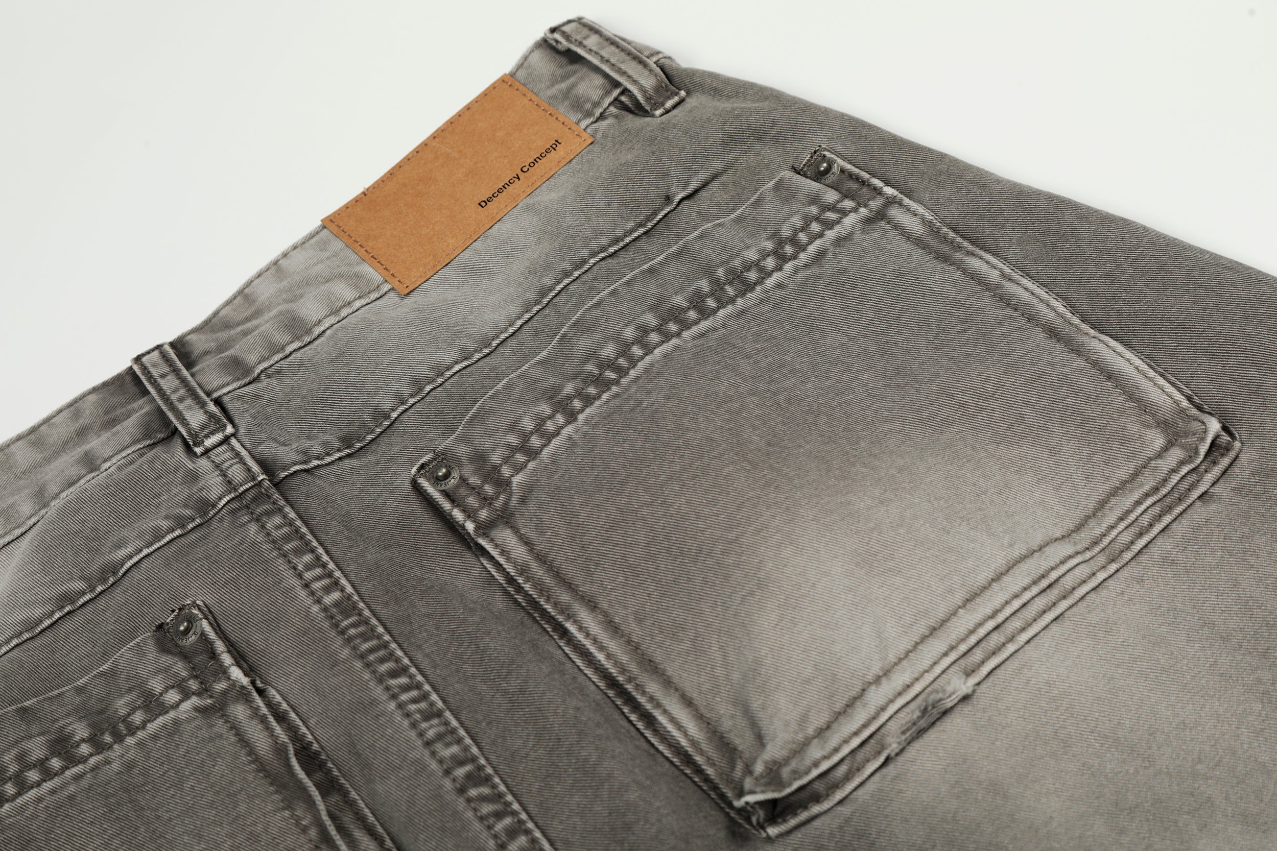 Vintage Grey Washed Wide Curved-Leg Denim Jeans | Omirad