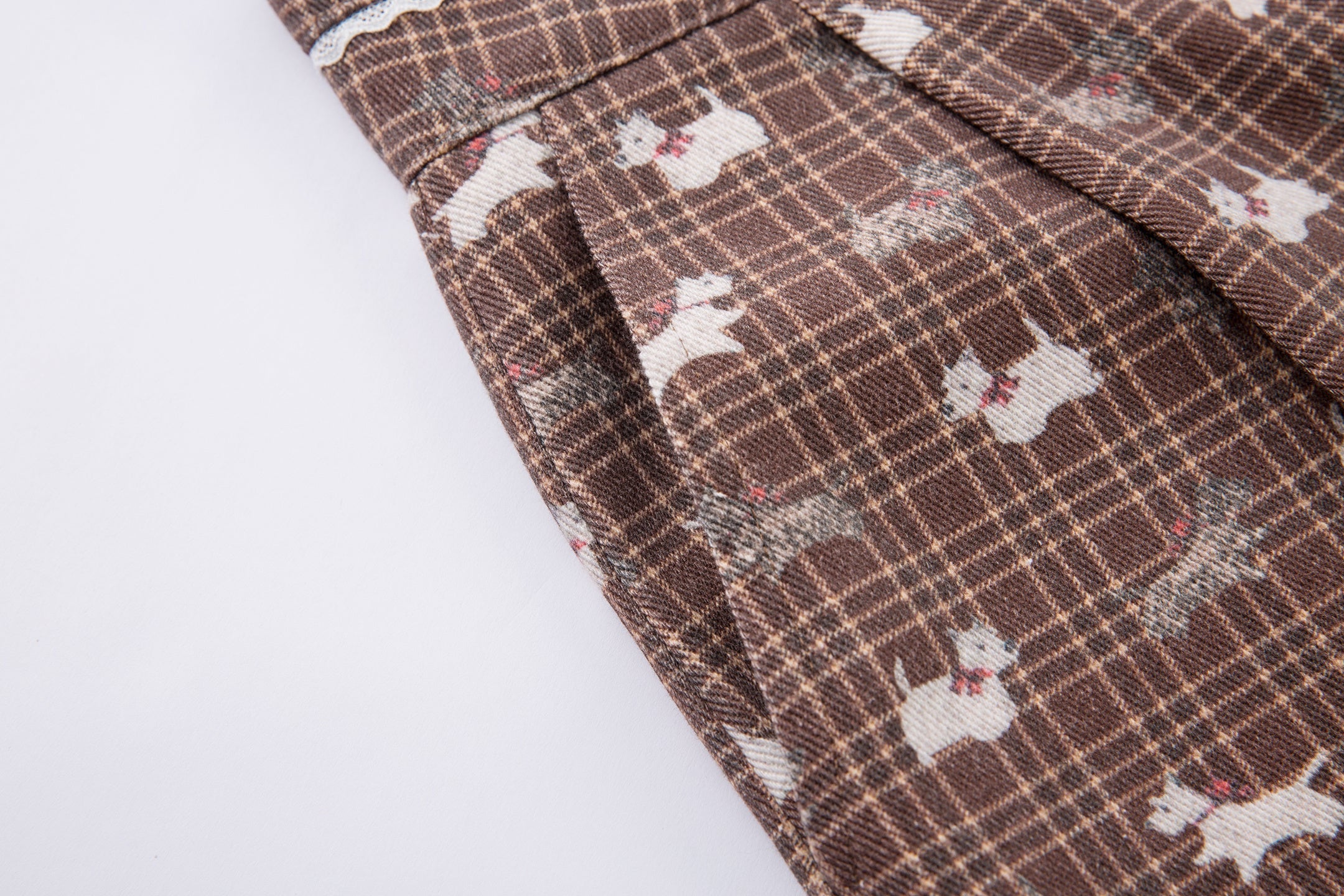 Retro Dog Print Plaid Wide-Leg Pants | Vintage Style