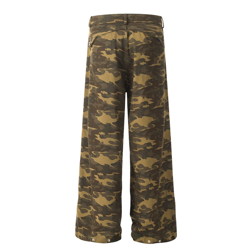 Omirad Washed Camo Wide-Leg Pants | 100% Cotton Streetwear