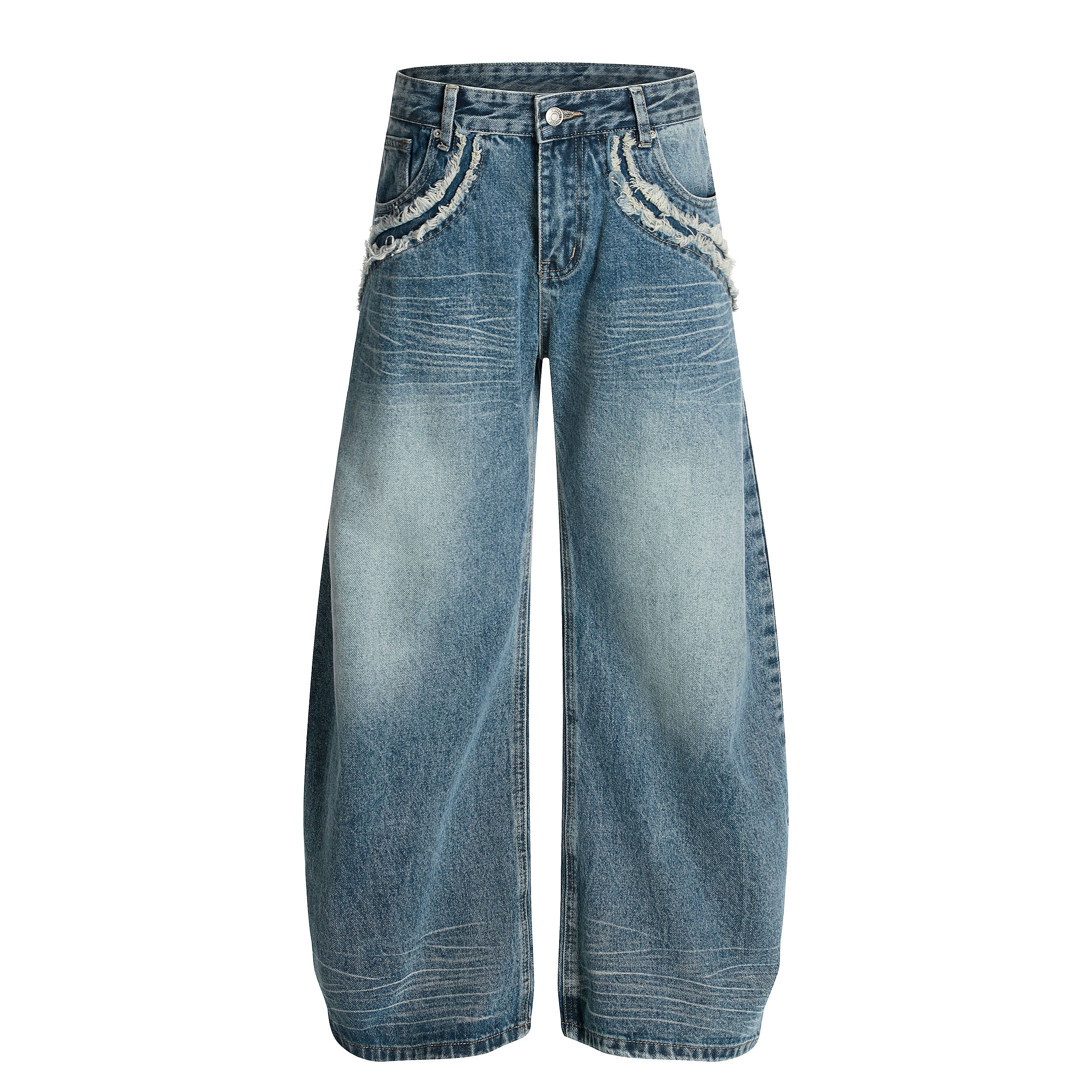 Fringe-Detail Vintage Wide-Leg Jeans | Omirad