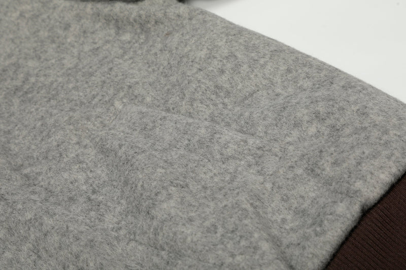 Wool Blend Fleece Hooded Bomber Jacket | Omirad