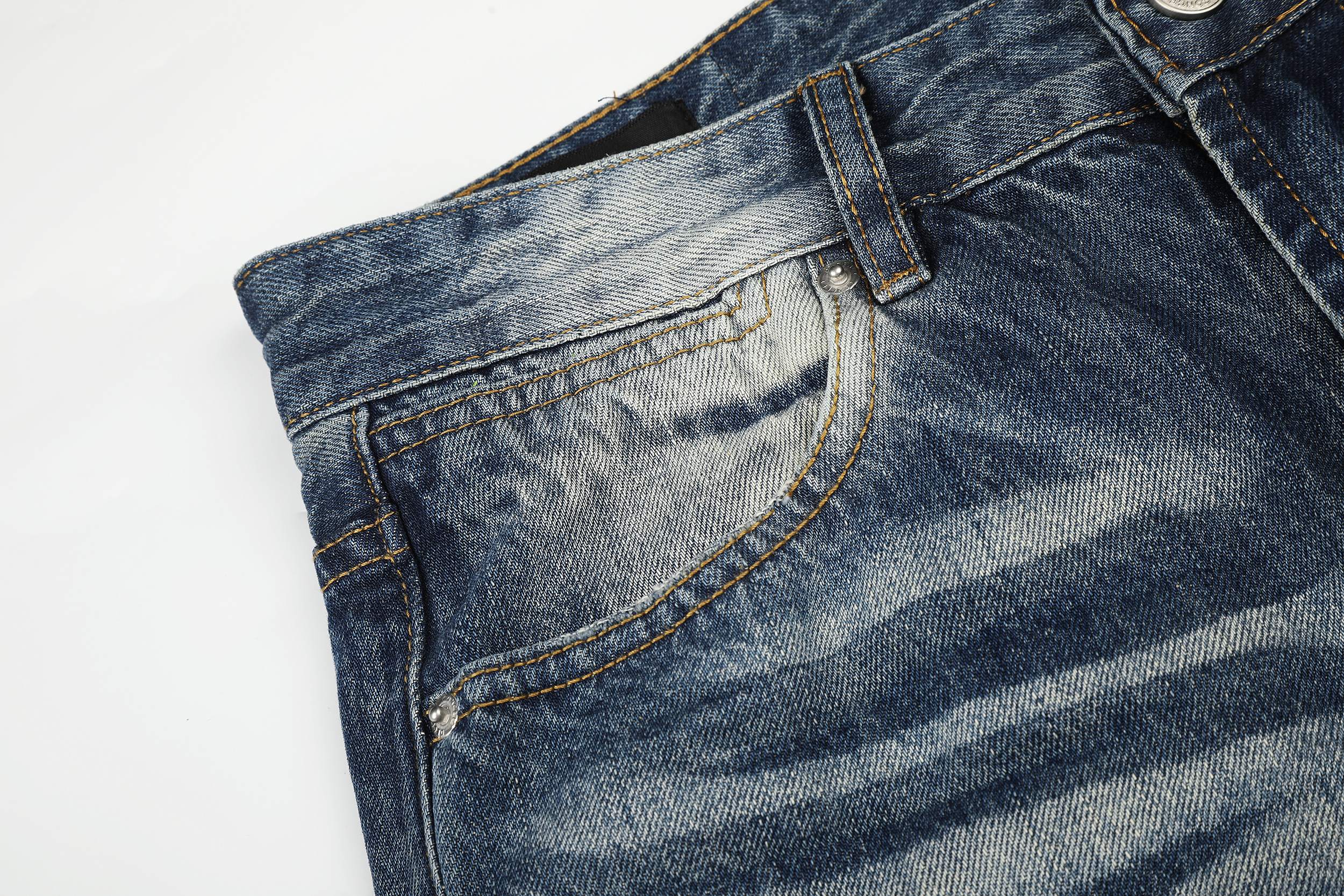 Omirad Studded Vintage Wash Jeans | Y2K Streetwear Denim