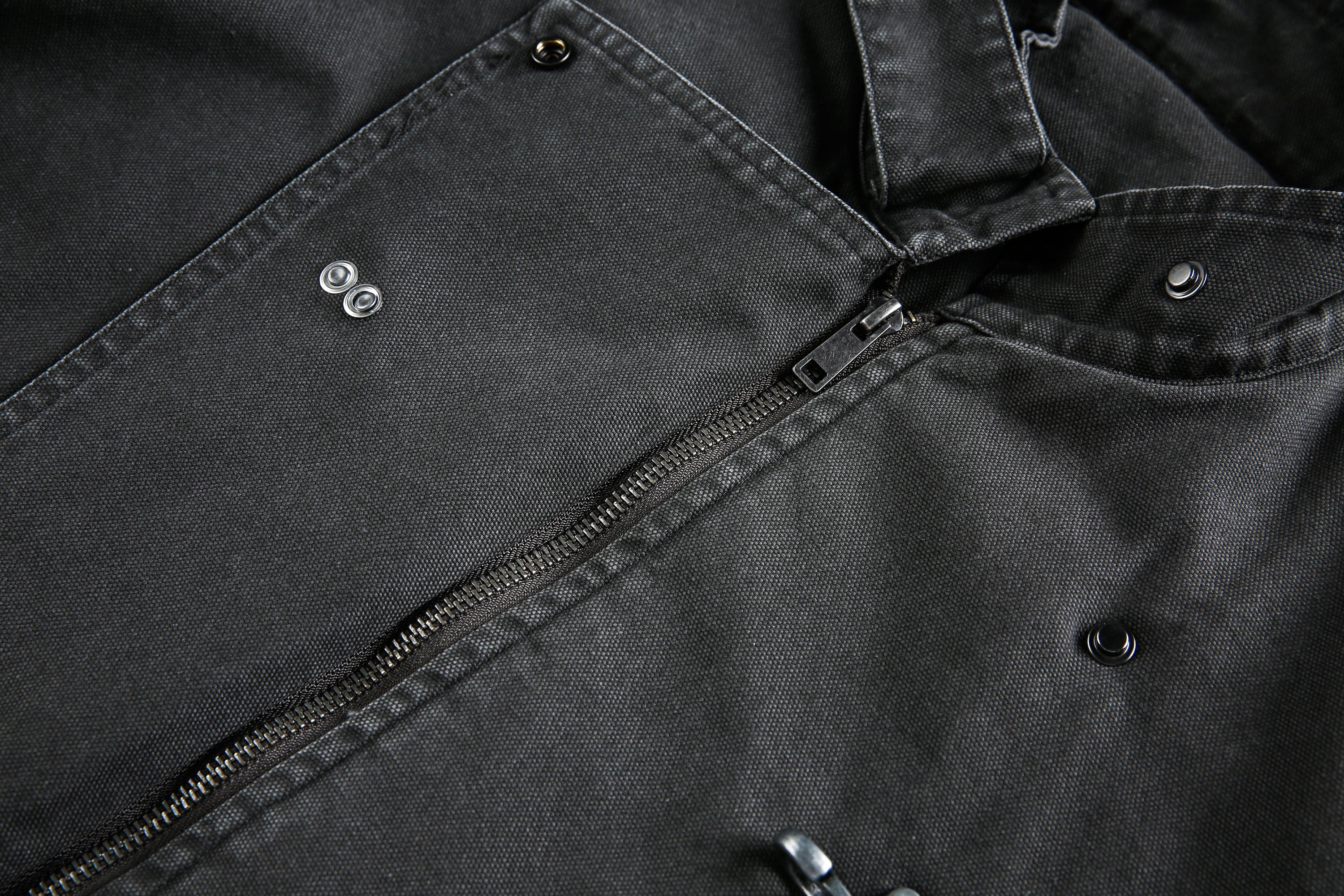 Metal Clasp Utility Jacket | Military-Inspired Cotton Jacket