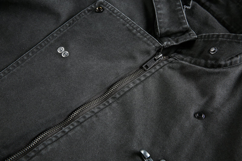 Metal Clasp Utility Jacket | Military-Inspired Cotton Jacket