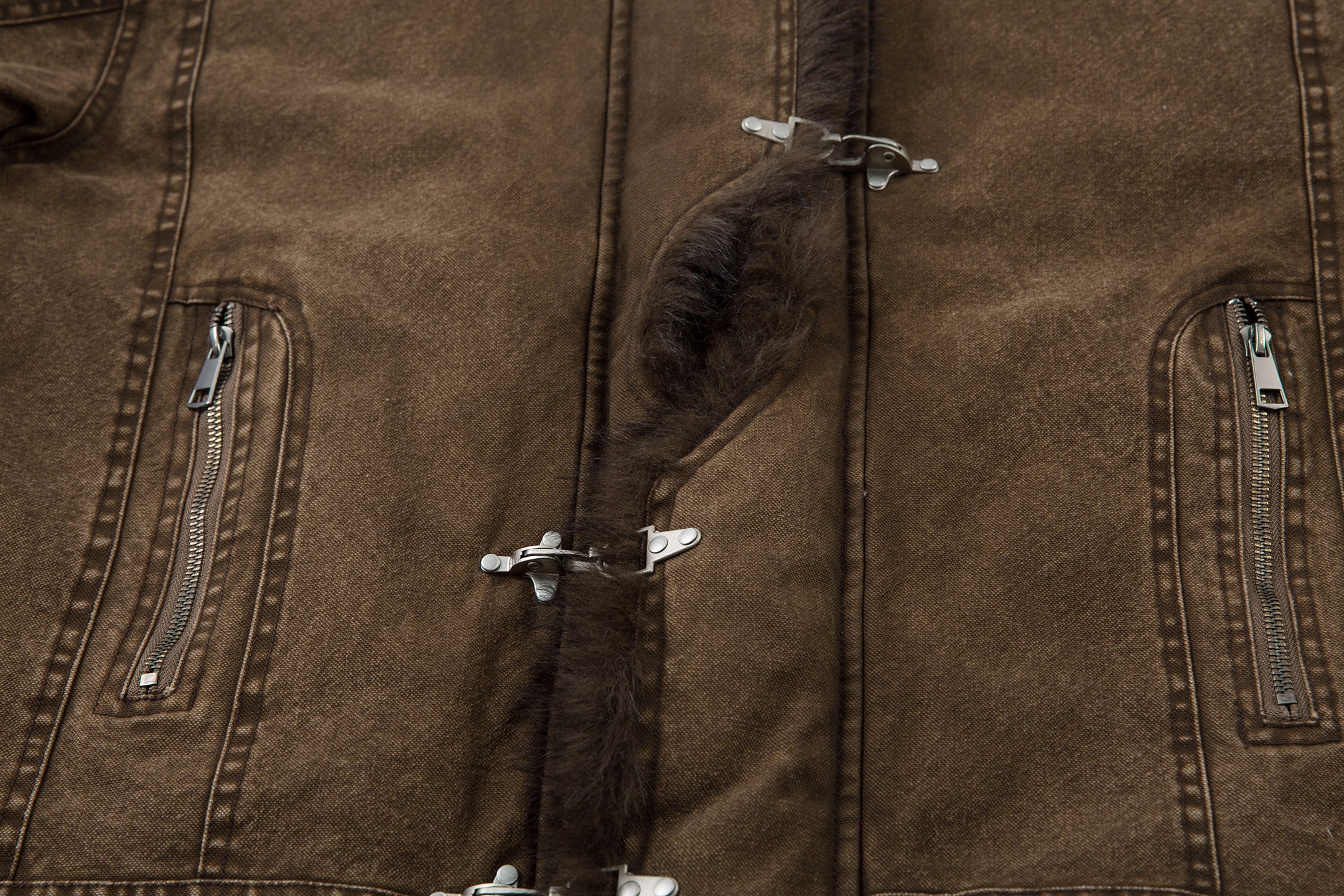 Fur-Lined Toggle Jacket | Vintage Washed Streetwear Coat
