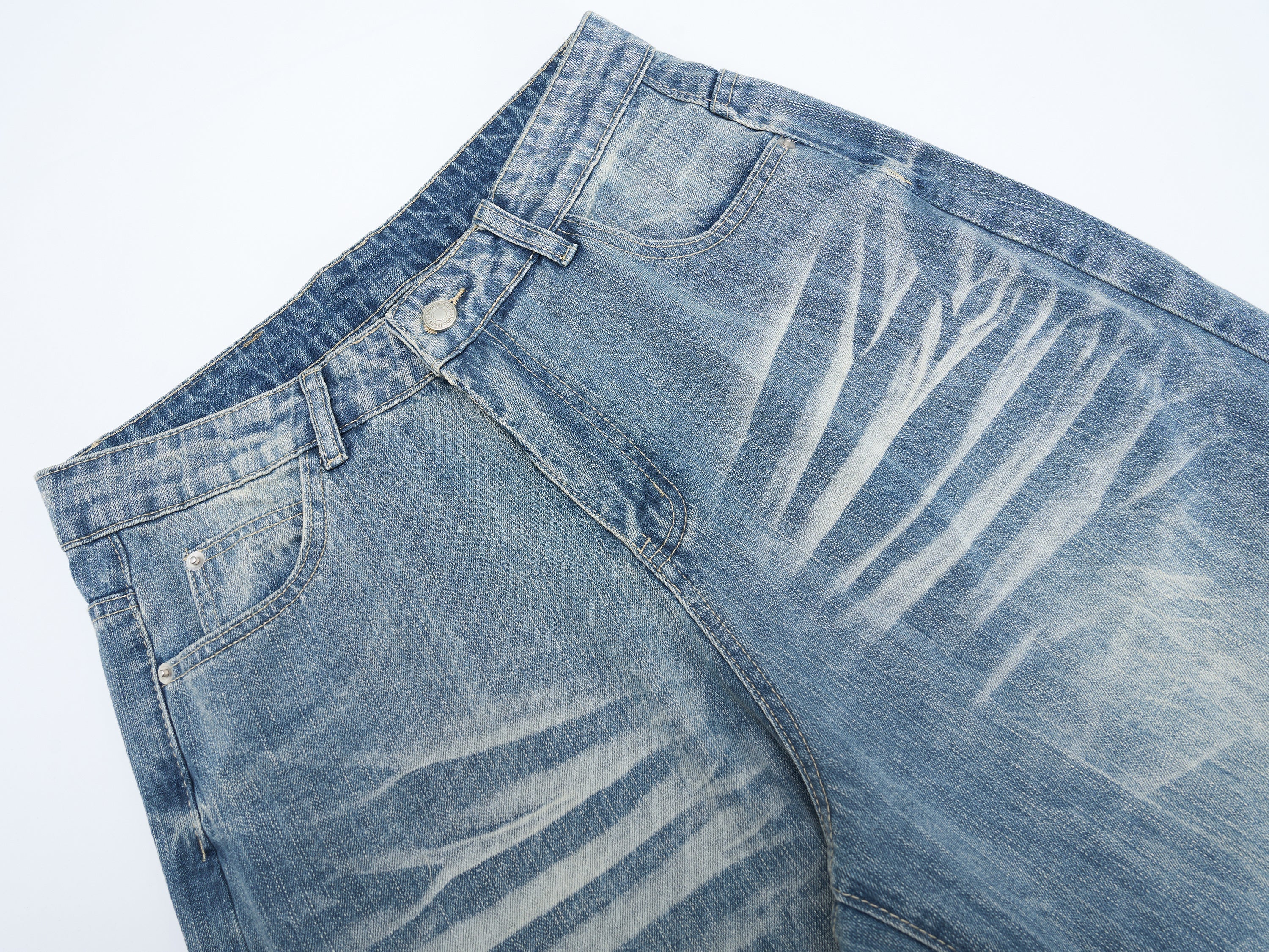 Heavy Washed Wide-Leg Denim Jeans | Vintage Streetwear